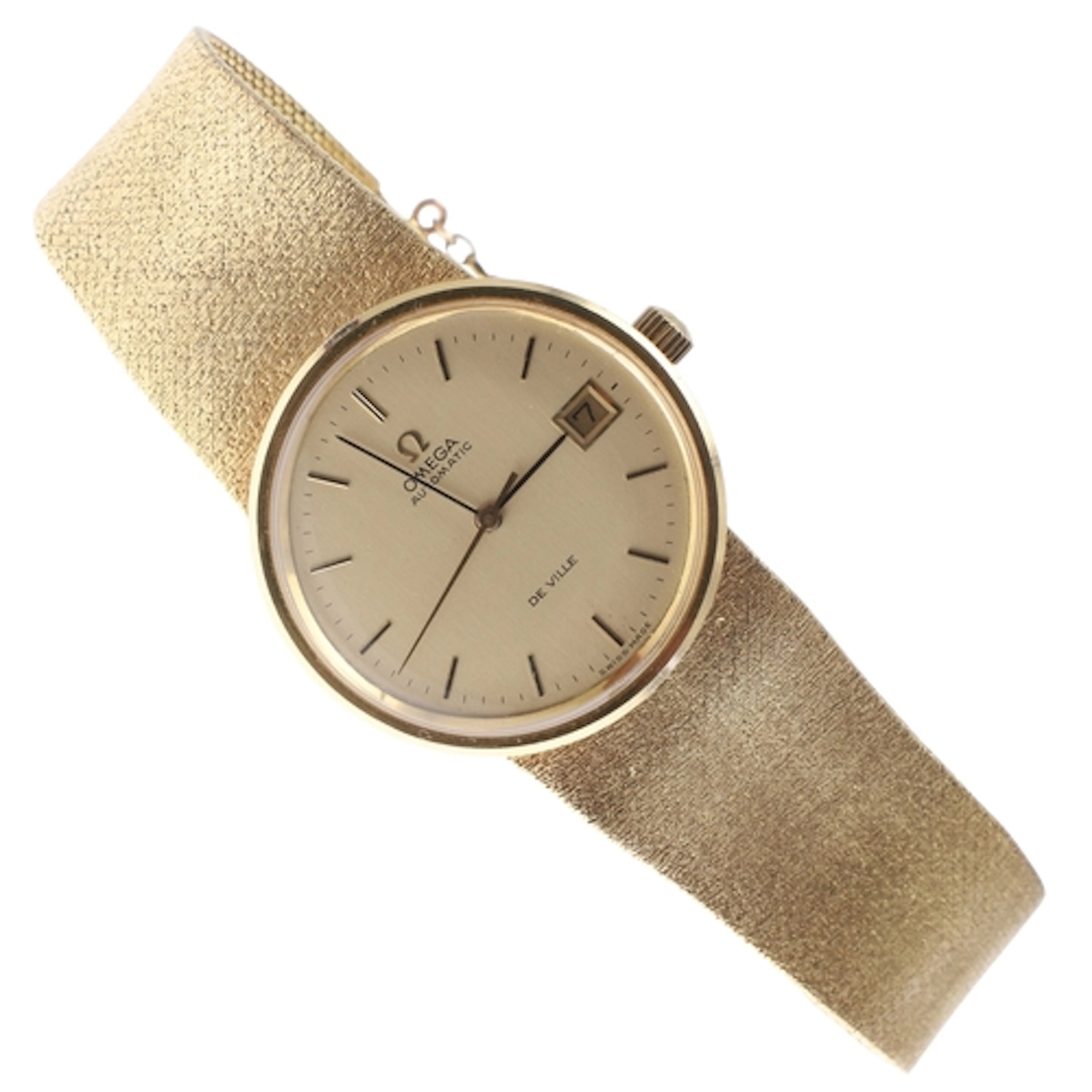 A GENTLEMAN'S 18CT GOLD AUTOMATIC DE VILLE WRISTWATCH BY OME...