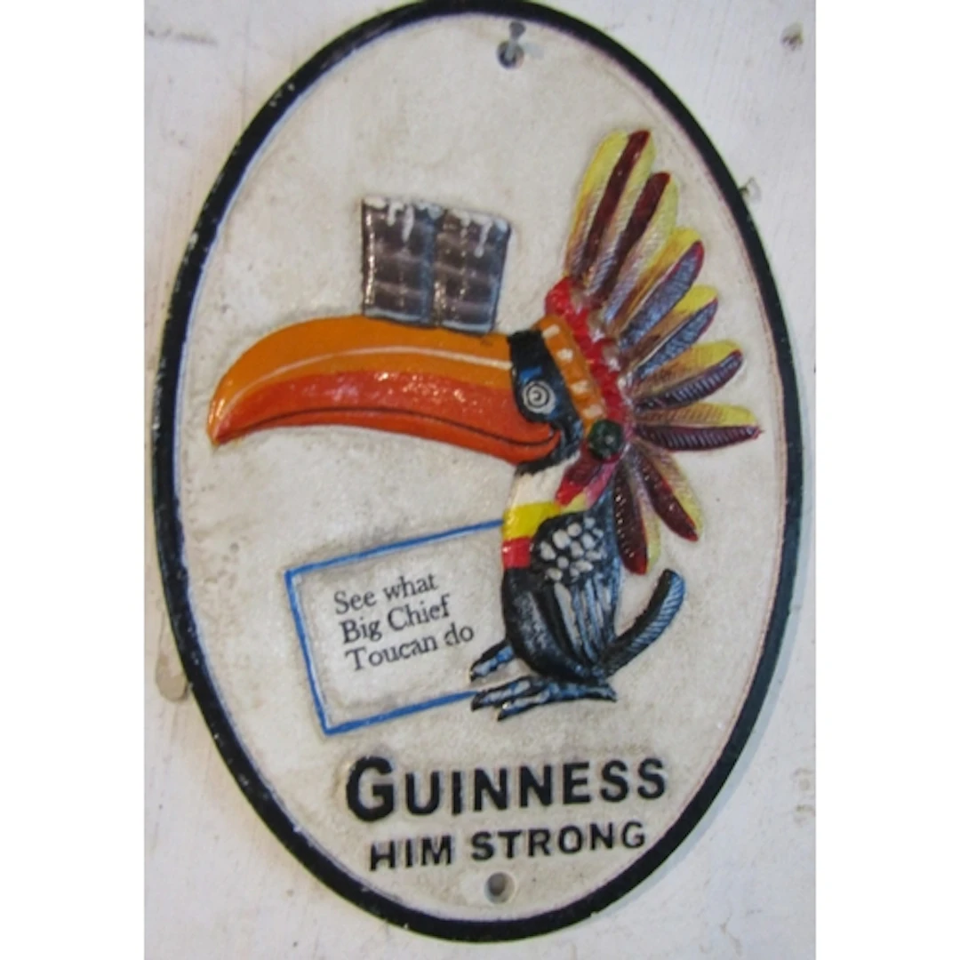 Guinness Cast Metal Public Bar Advertising Sign Oval Form Ap...