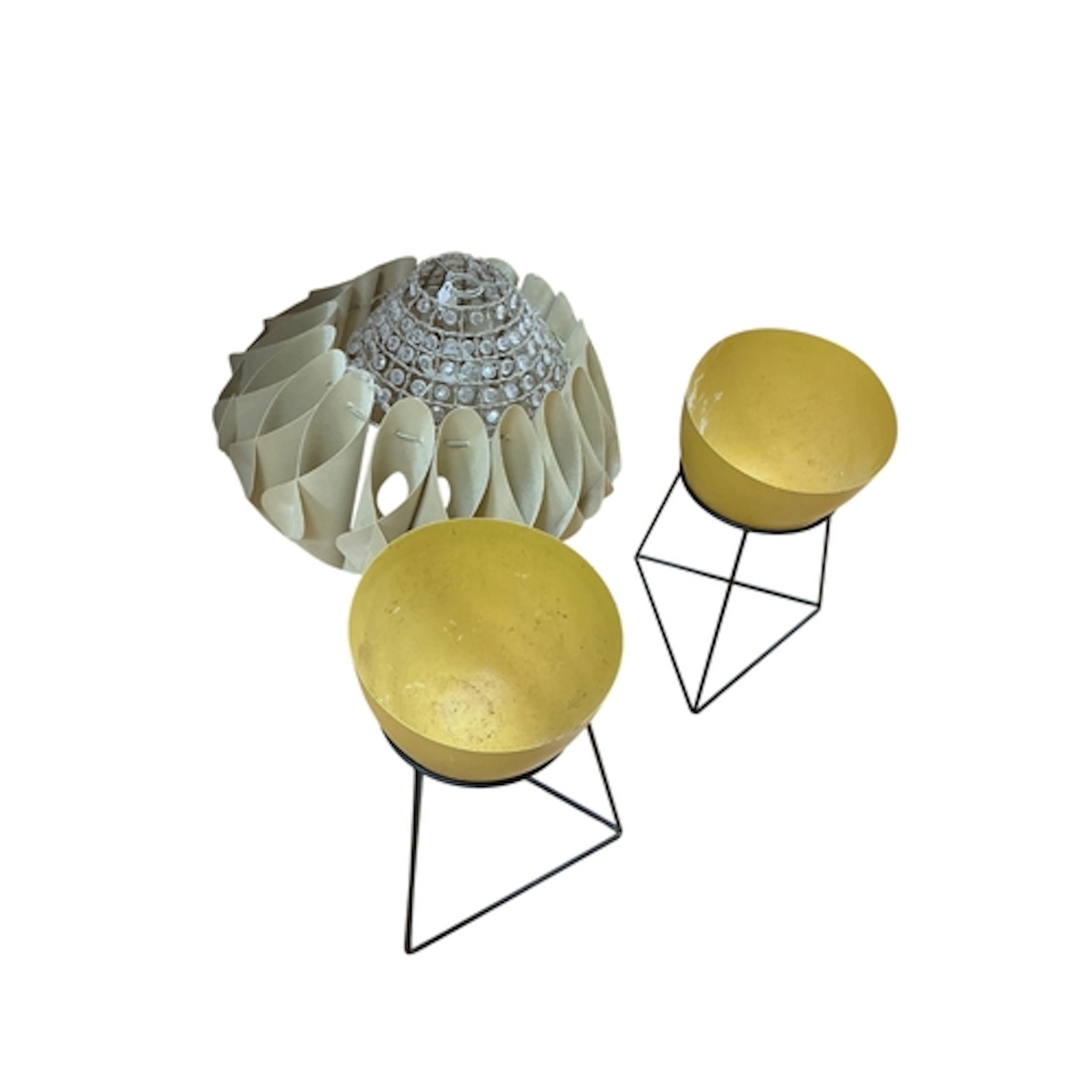 A pair of mid century metal and wirework planters, height 40...