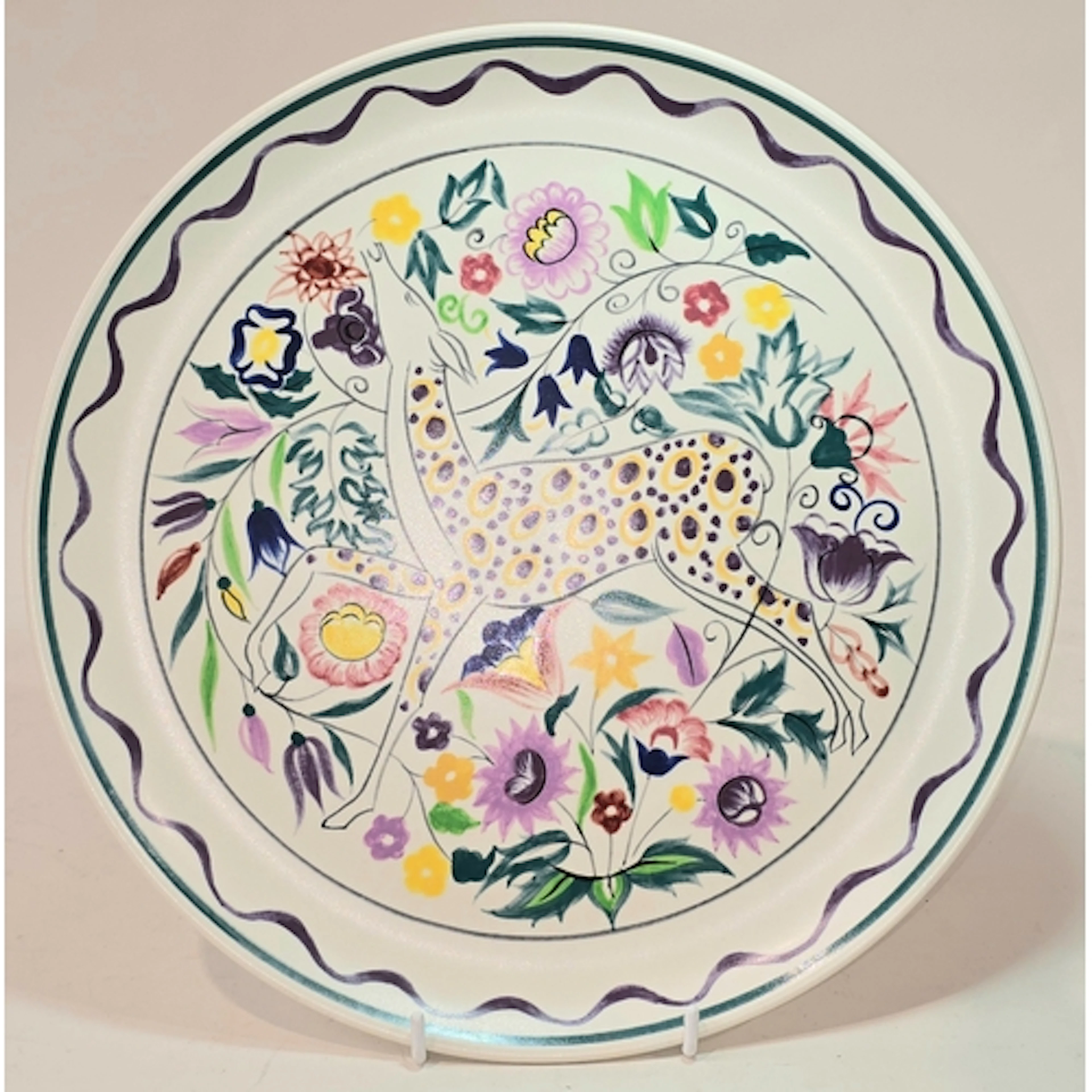 Poole Pottery SK pattern (Persian Deer) charger decorated by...