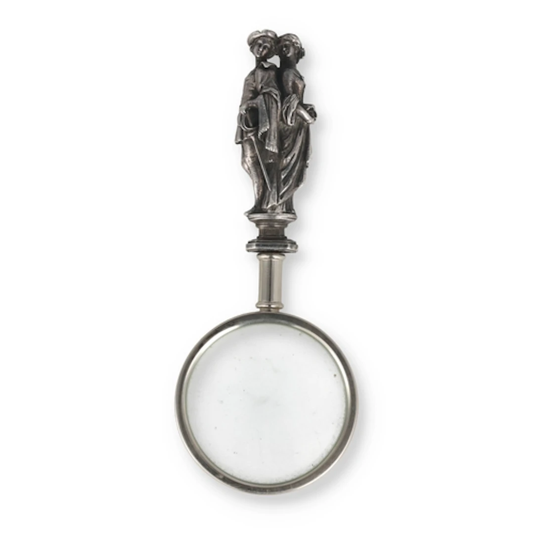 A FROMENT-MEURICE SILVER ROMEO AND JULIET DESK SEAL Marked '...