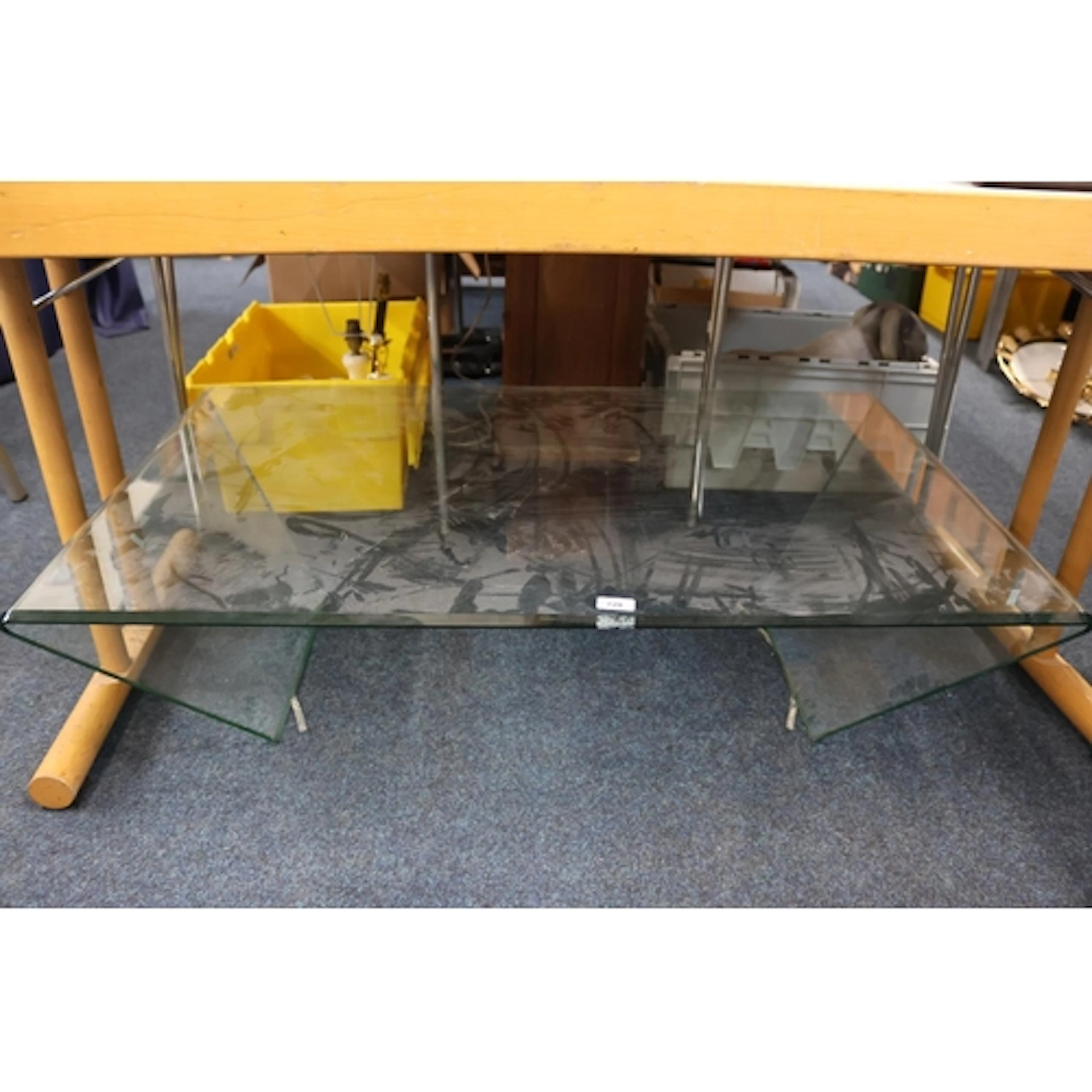 Designer glass coffee table.