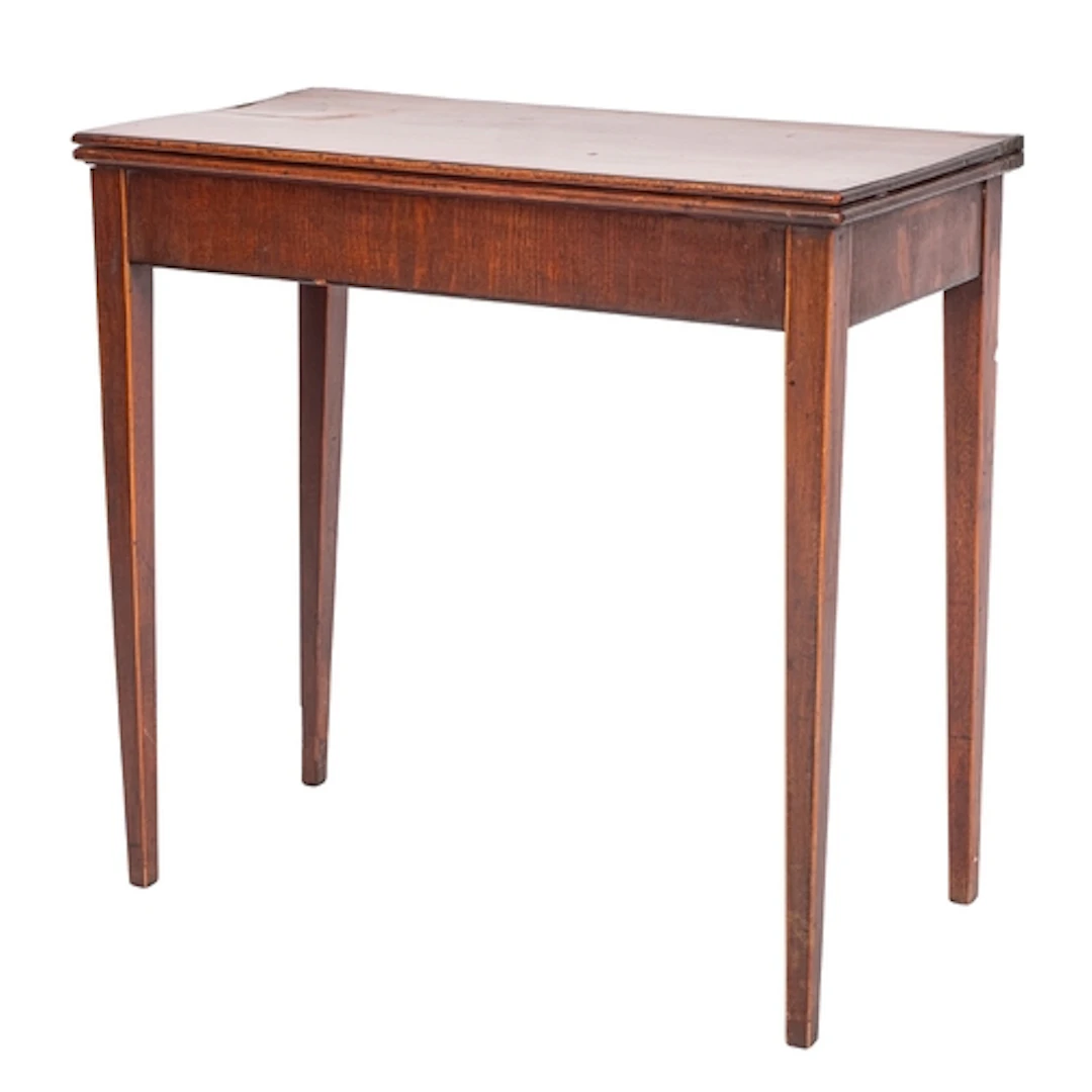 A George III mahogany and crossbanded card table, circa 1800...