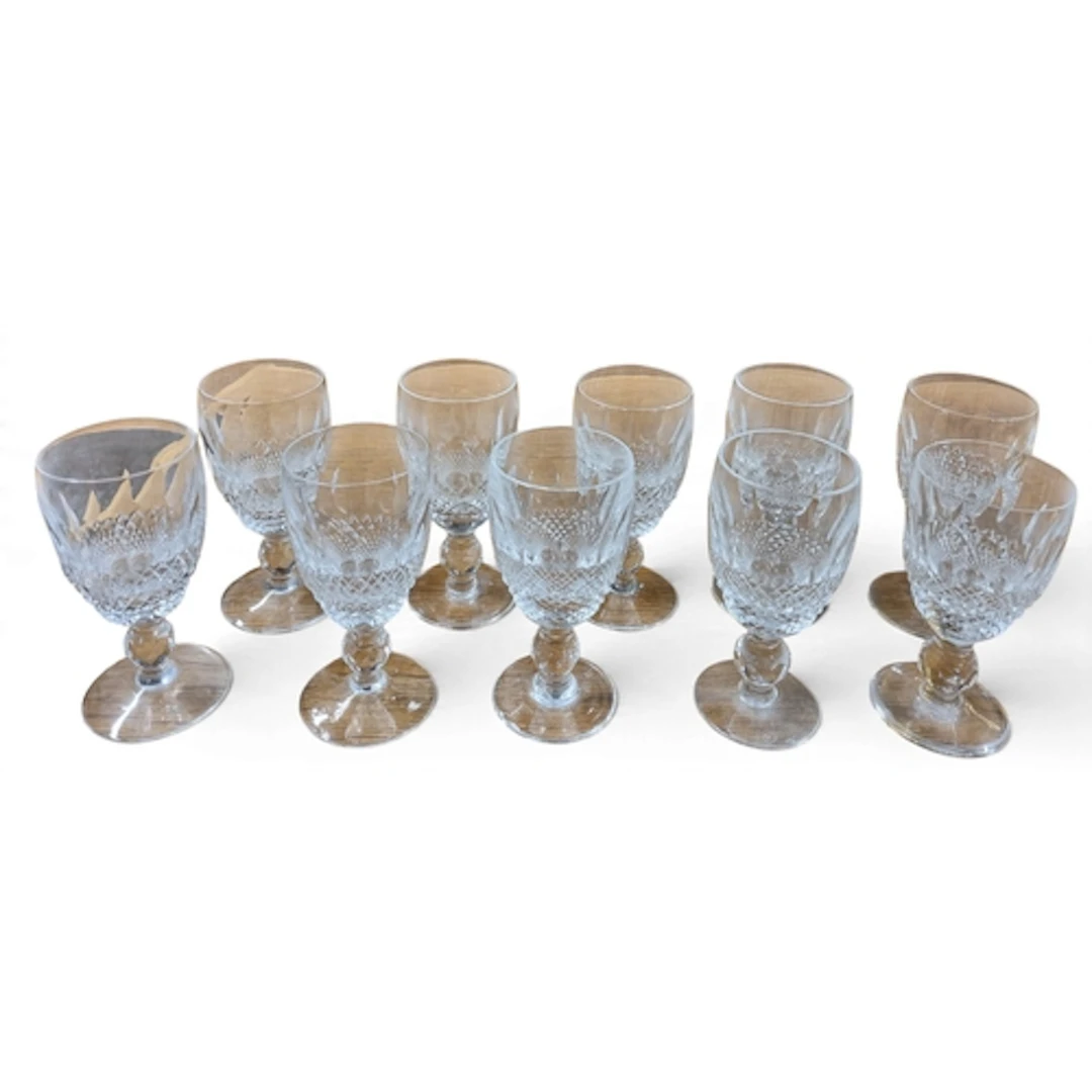 A set of ten Waterford Crystal Coleen pattern Glasses. H 10....