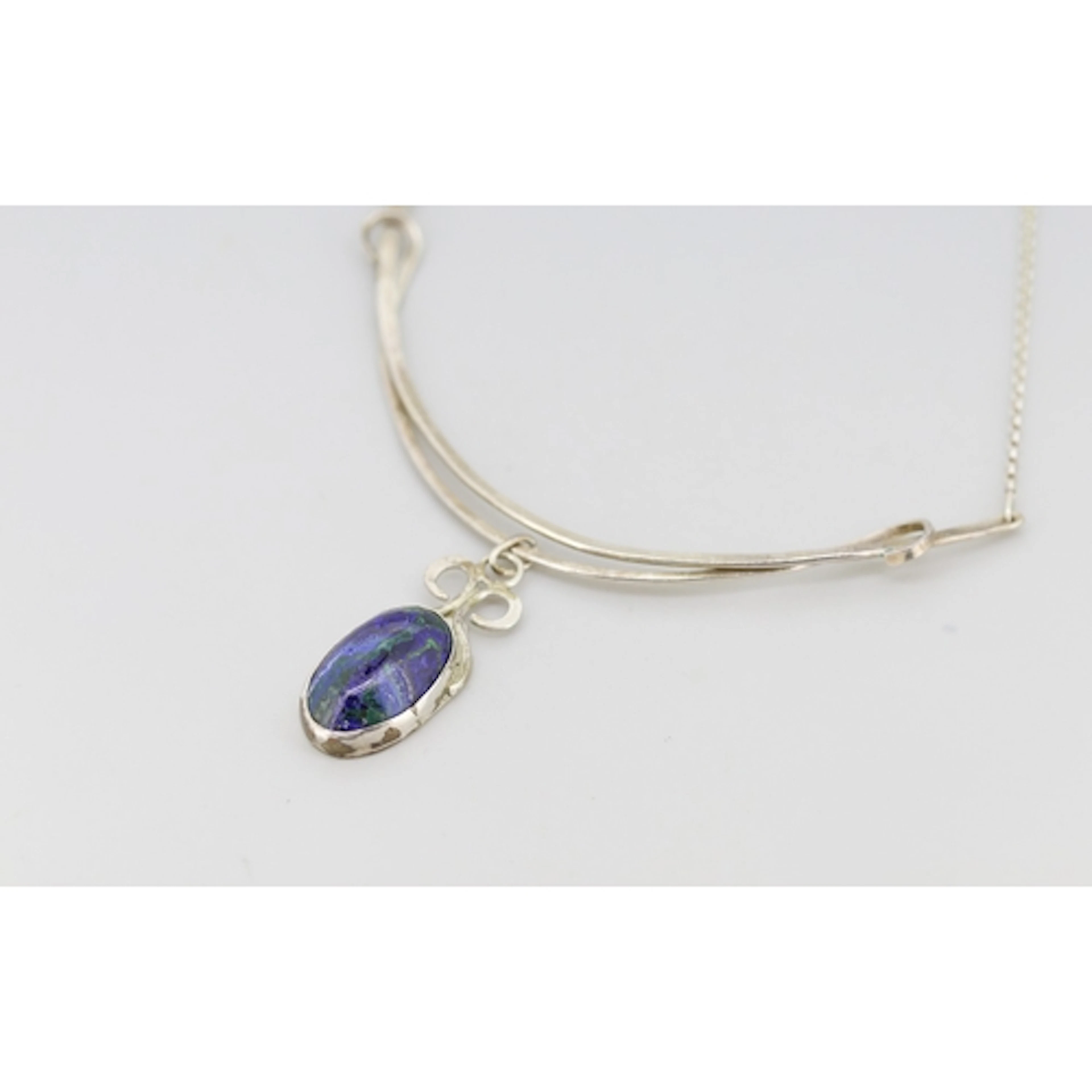 Attractively Detailed Azurite Malachite Set Pendant Necklace...