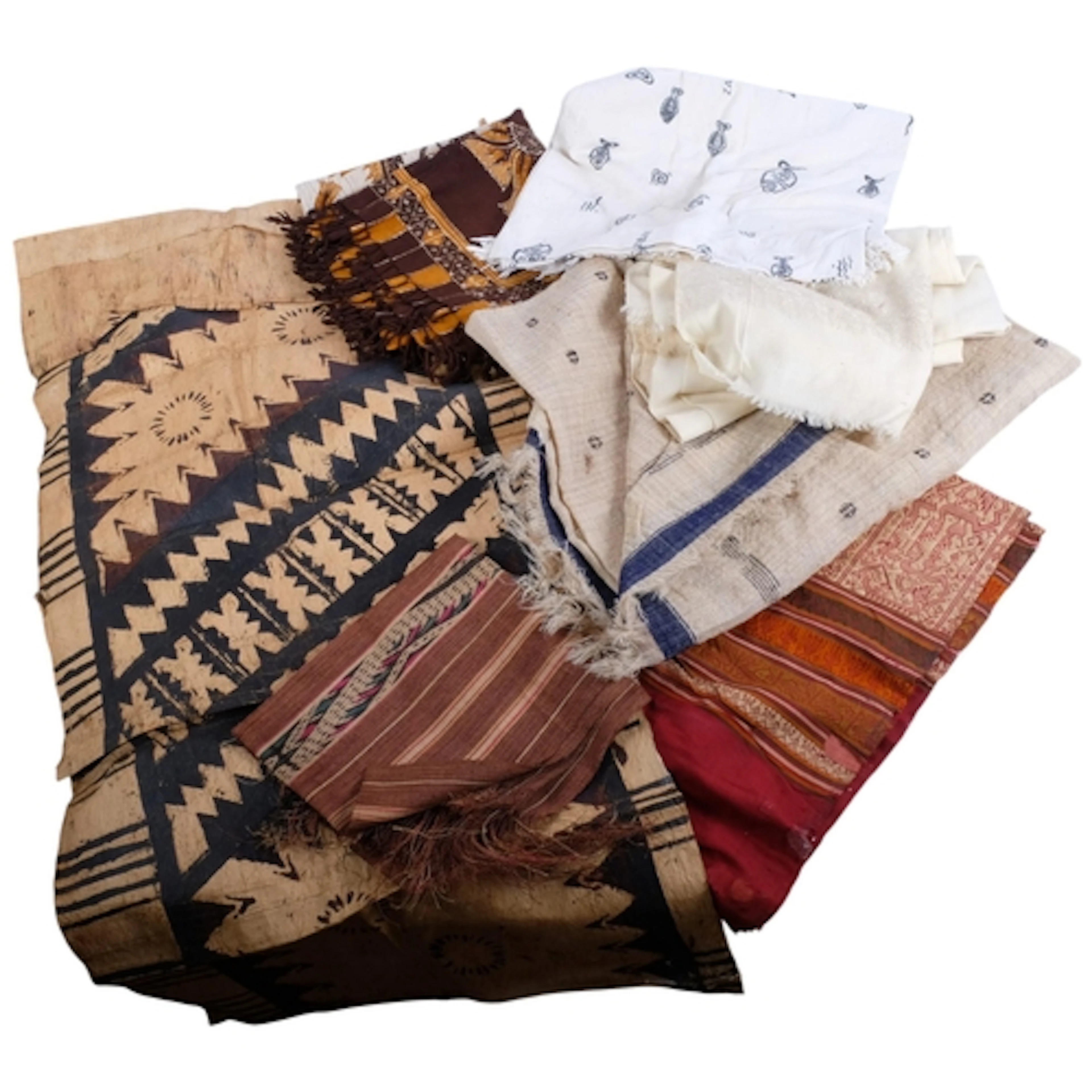 A group of various textiles from Japan Zanzibar and Africa