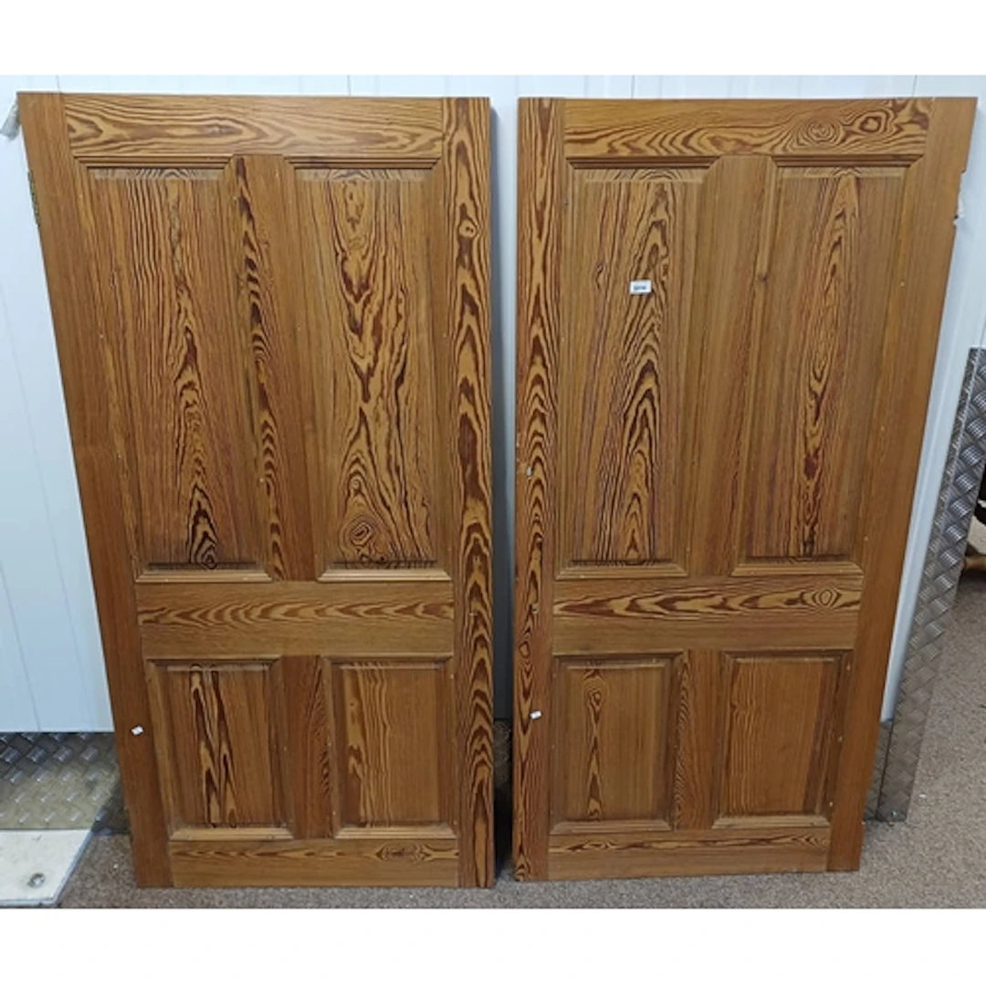 PAIR OF PITCH PINE DOORS, 166CM TALL X 81CM WIDE