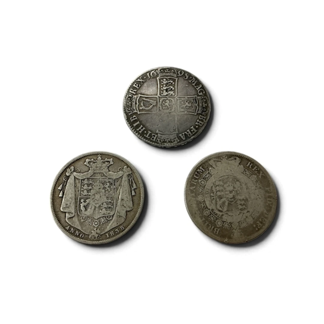 1698 William III Silver Half Crown, together with a George I...