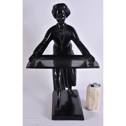 AN ANTIQUE CARVED WOOD BLACKAMOOR TRAY CARRIER FIGURE. 44 cm...