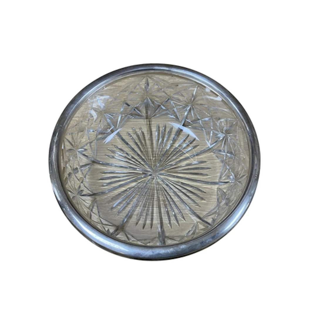A silver-mounted cut-glass bowl, 24cm diameter.