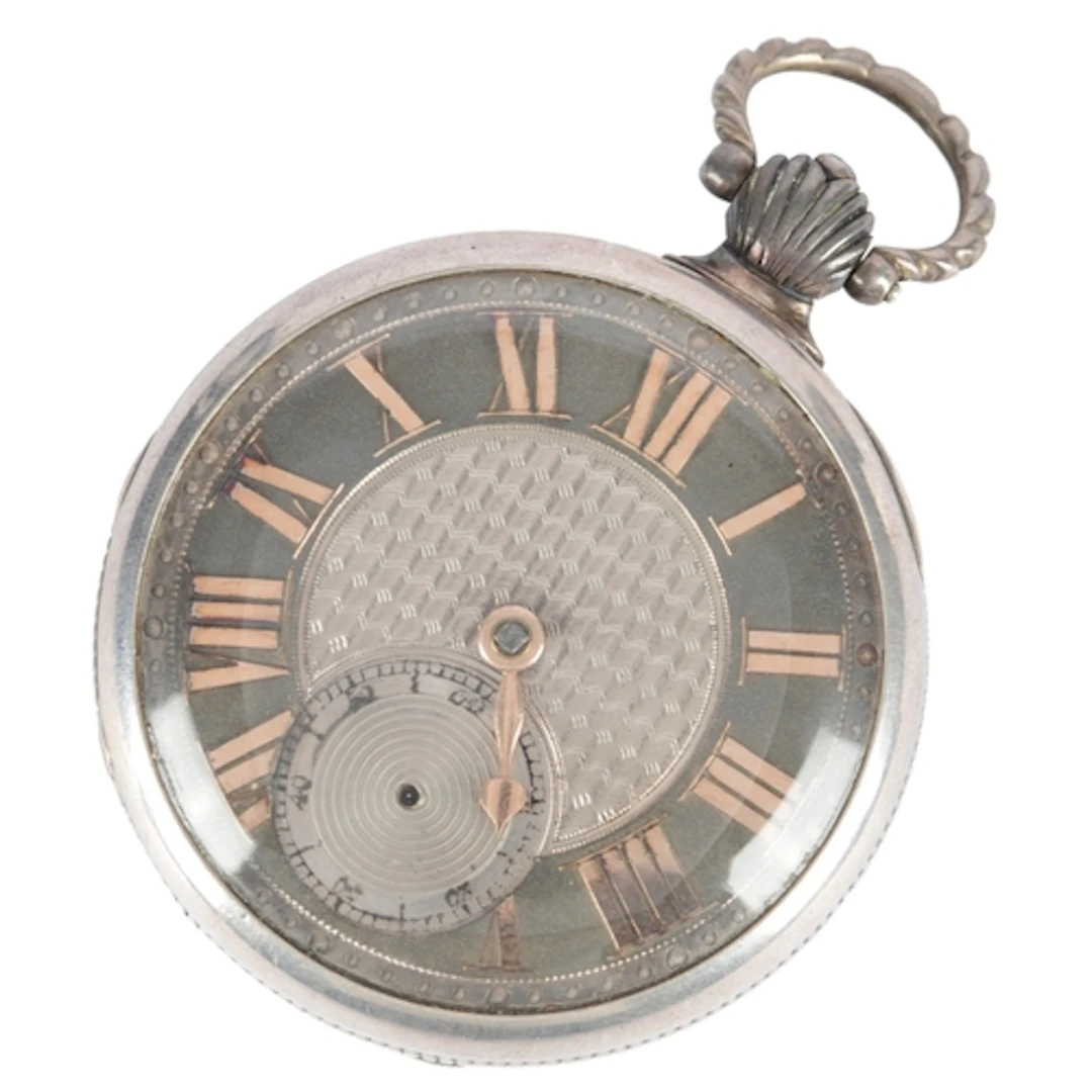 A George III engine turned silver open faced key wind fusee ...