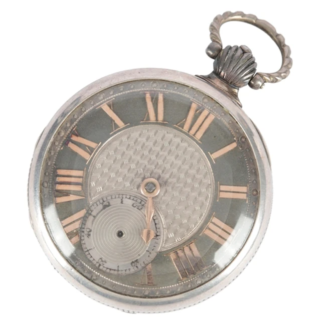A George III engine turned silver open faced key wind fusee ...