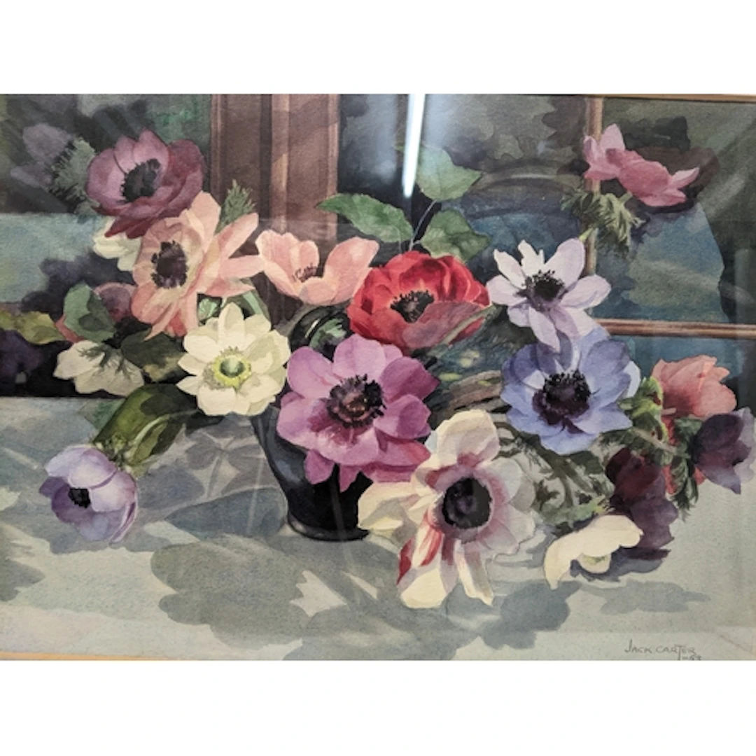 Jack Carter (1902-1992) - vase of Anemone flowers positioned...