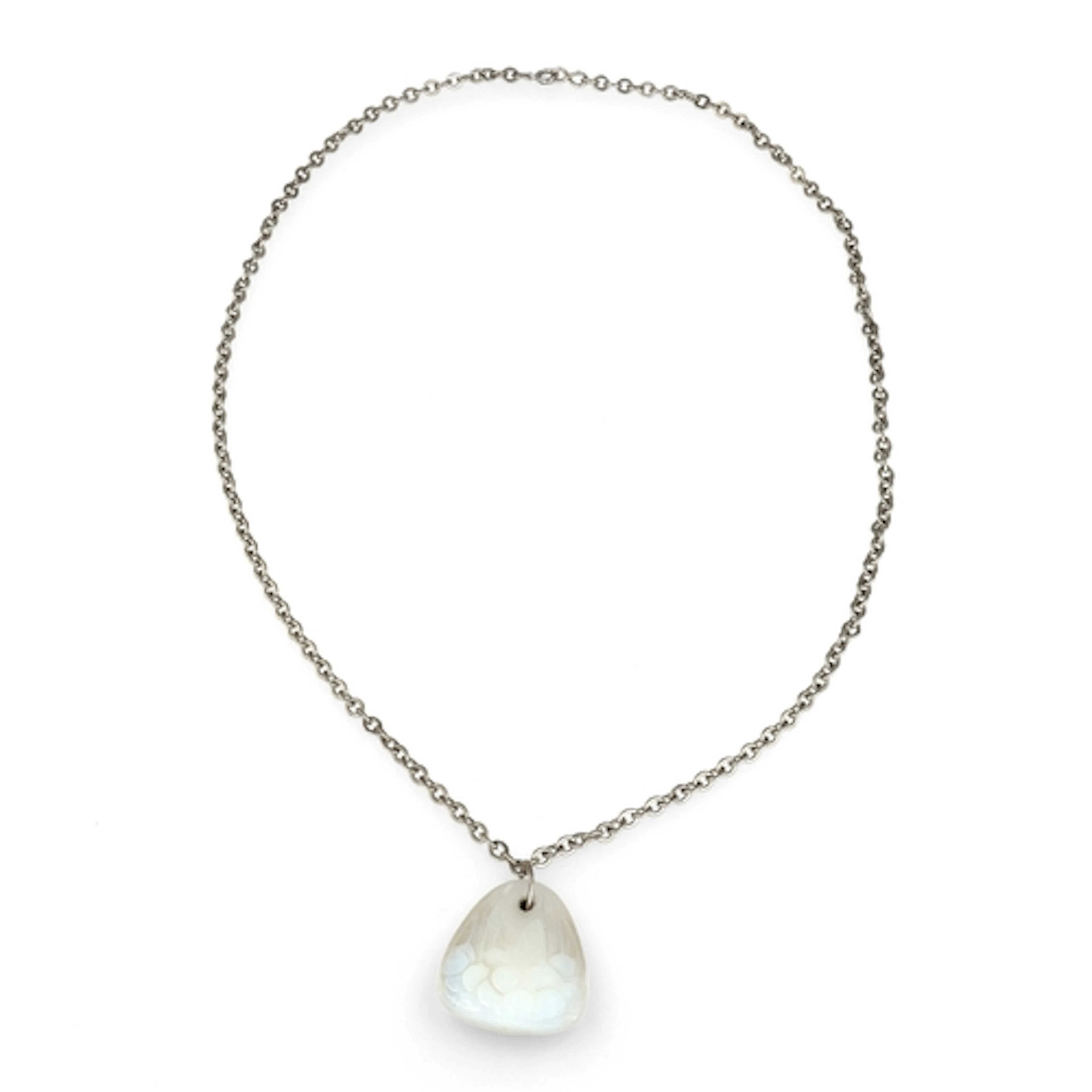 RENE LALIQUE: A CERISES GLASS PENDANT ON SILVER CHAIN Length...