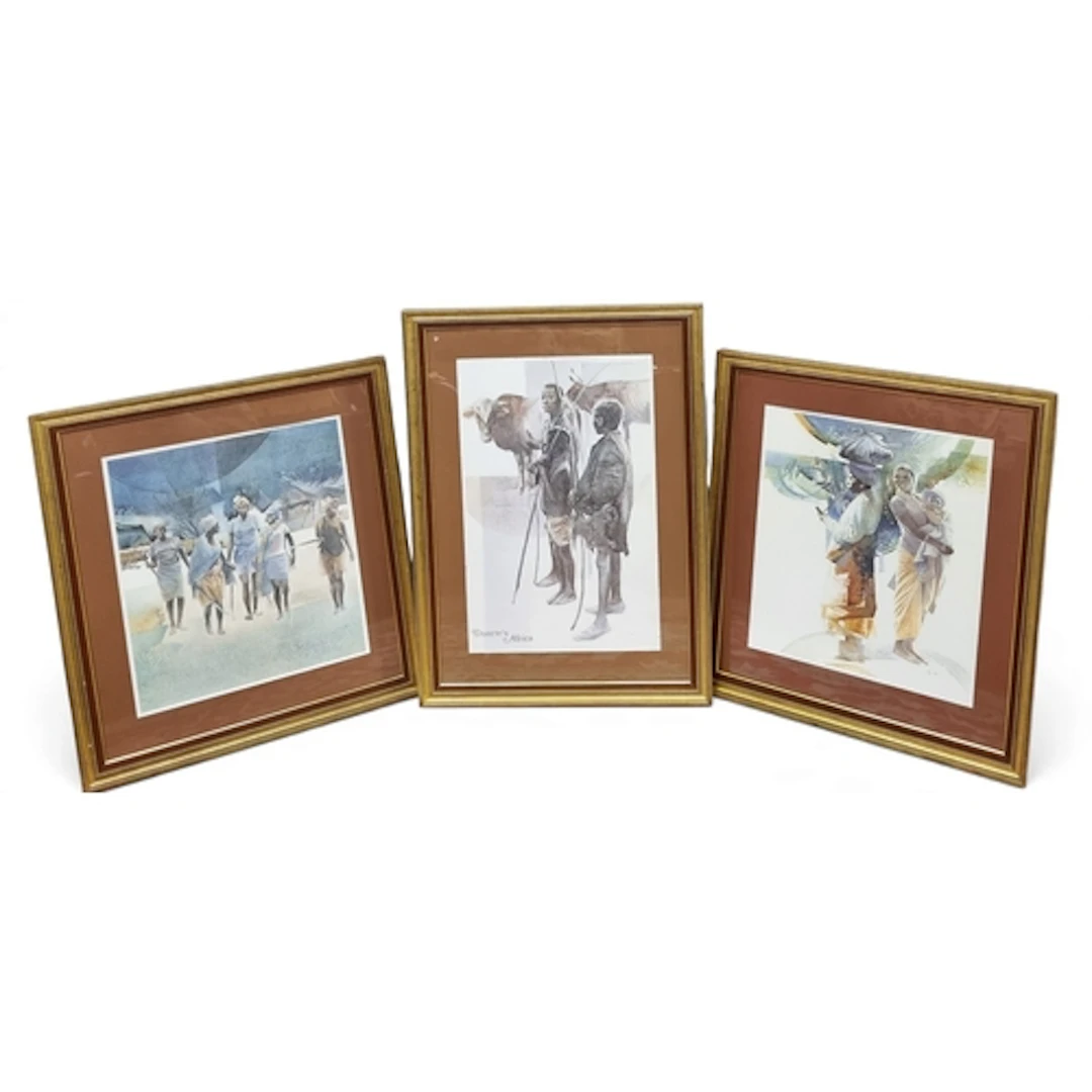 A group of seven coloured Prints Duarte's Africa. 60 x 59, 7...