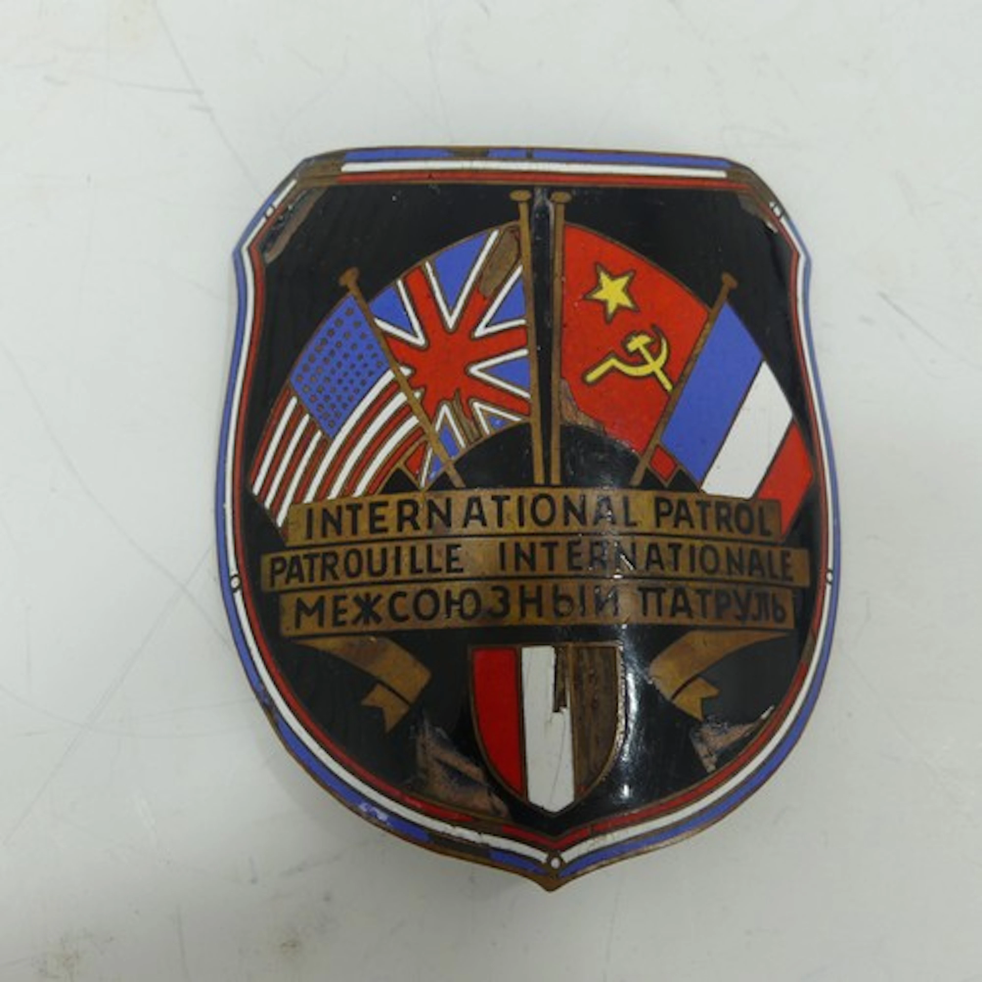 A rare Vienna International Patrol enamelled Arm Shield, imm...