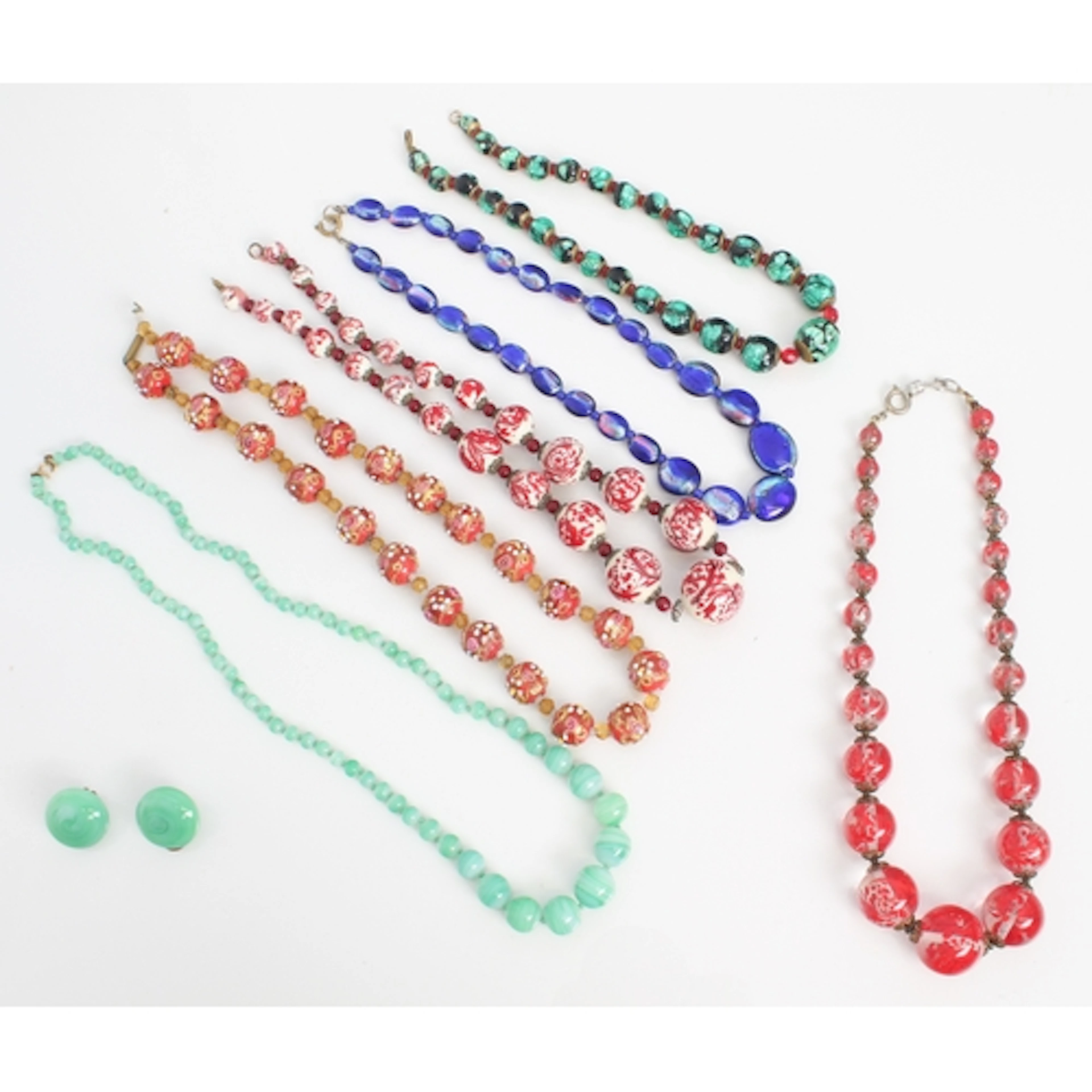 Six vintage Murano-style glass bead necklaces, mid-20th cent...