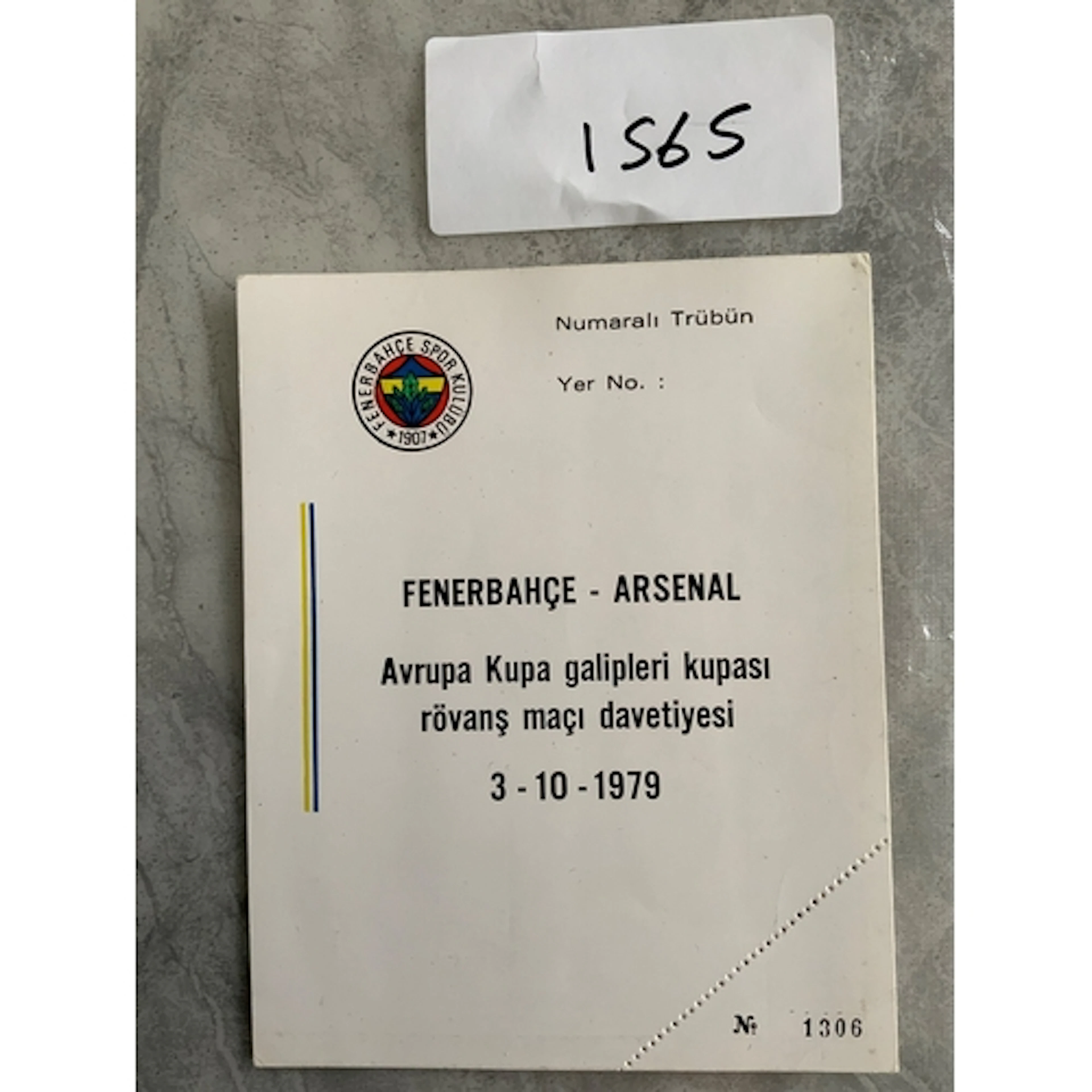 79/80 Fenerbache v Arsenal UEFA Cup Football Ticket: Excelle...