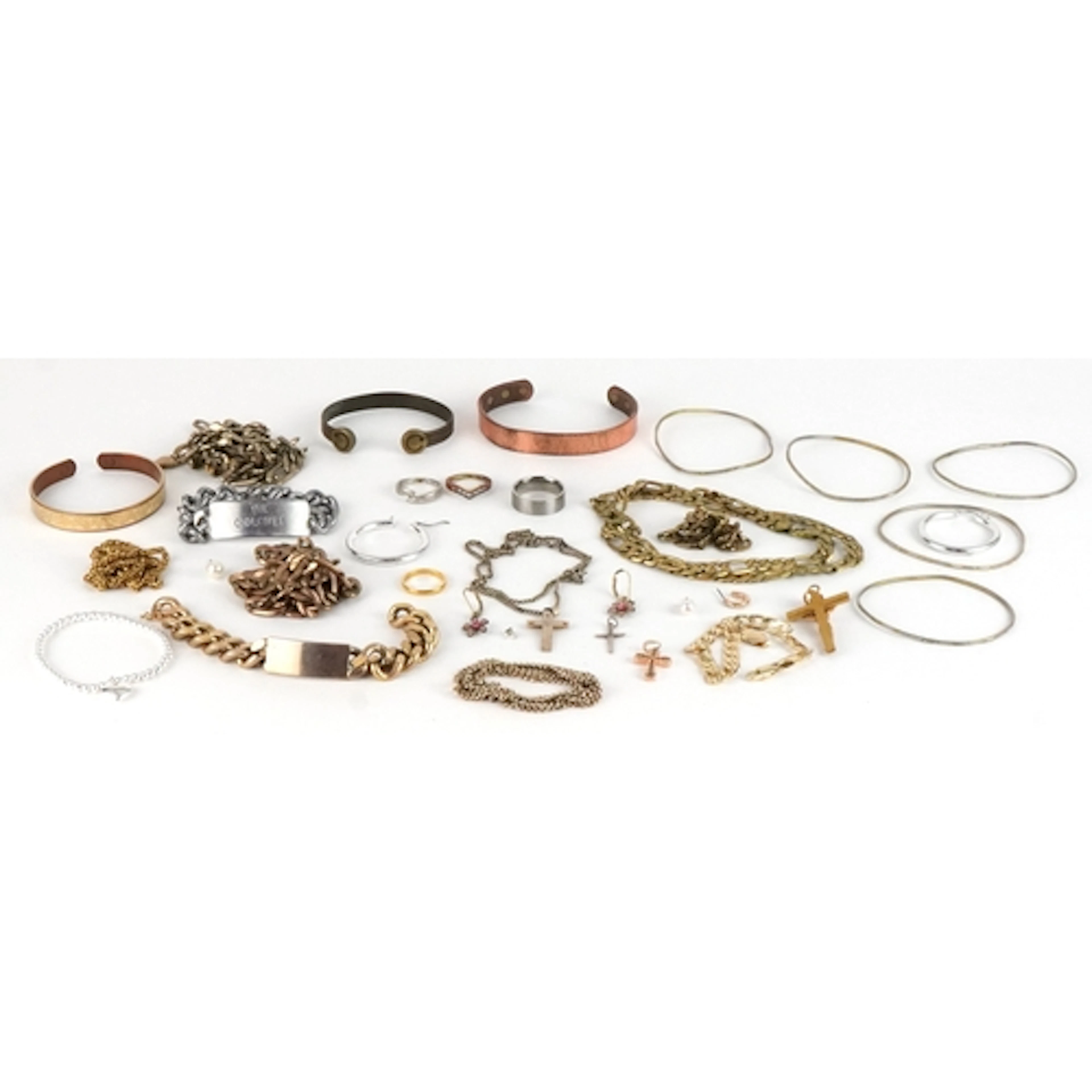Vintage and later costume jewellery including large gold pla...