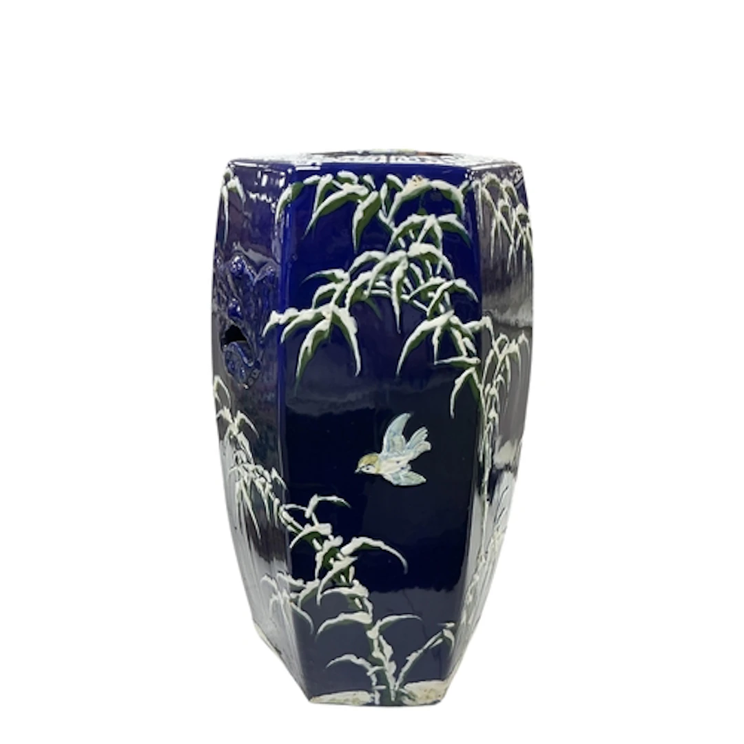 A late Victorian Chinese style glazed earthenware hexagonal ...