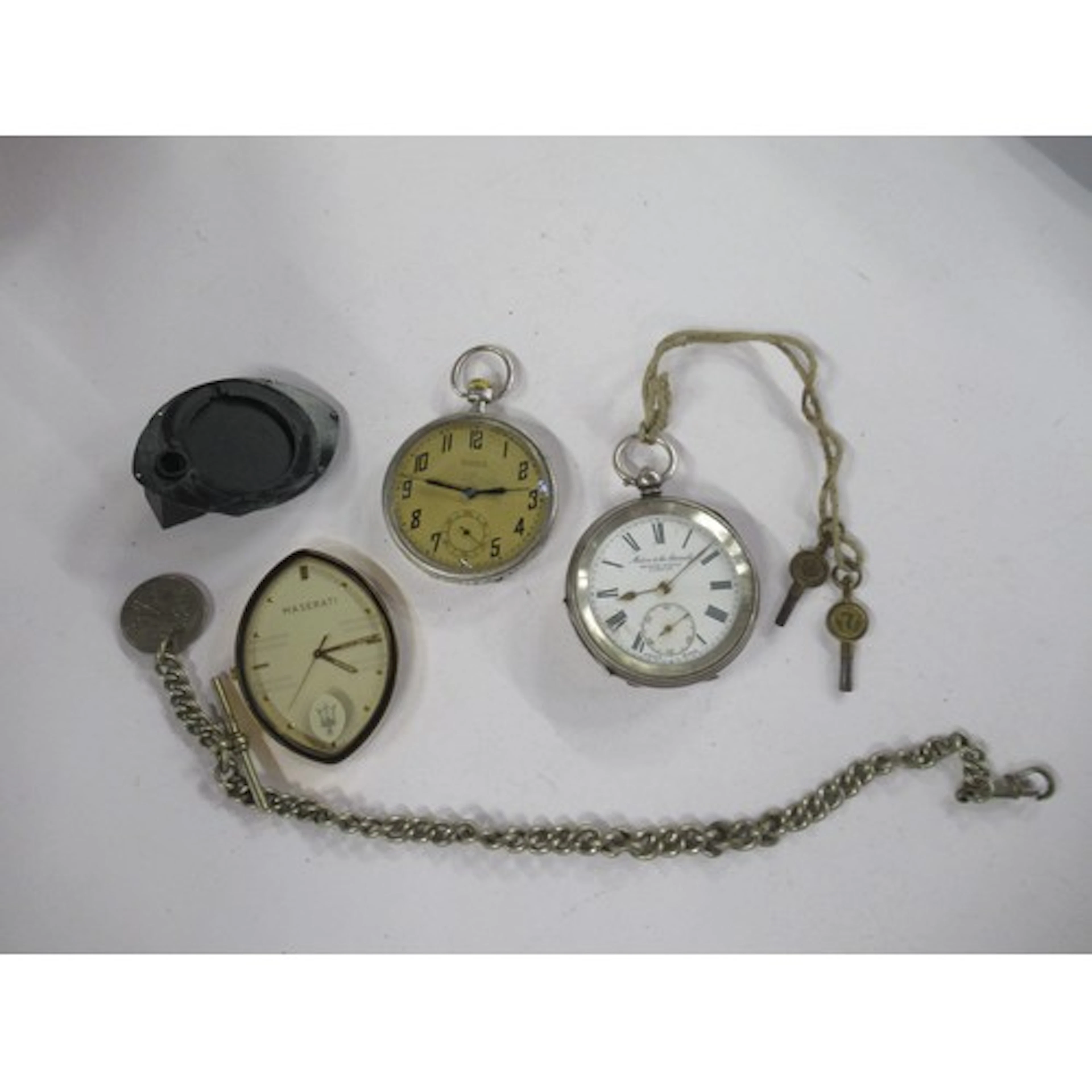 Two silver cased pocket watches, one German and marked 800, ...