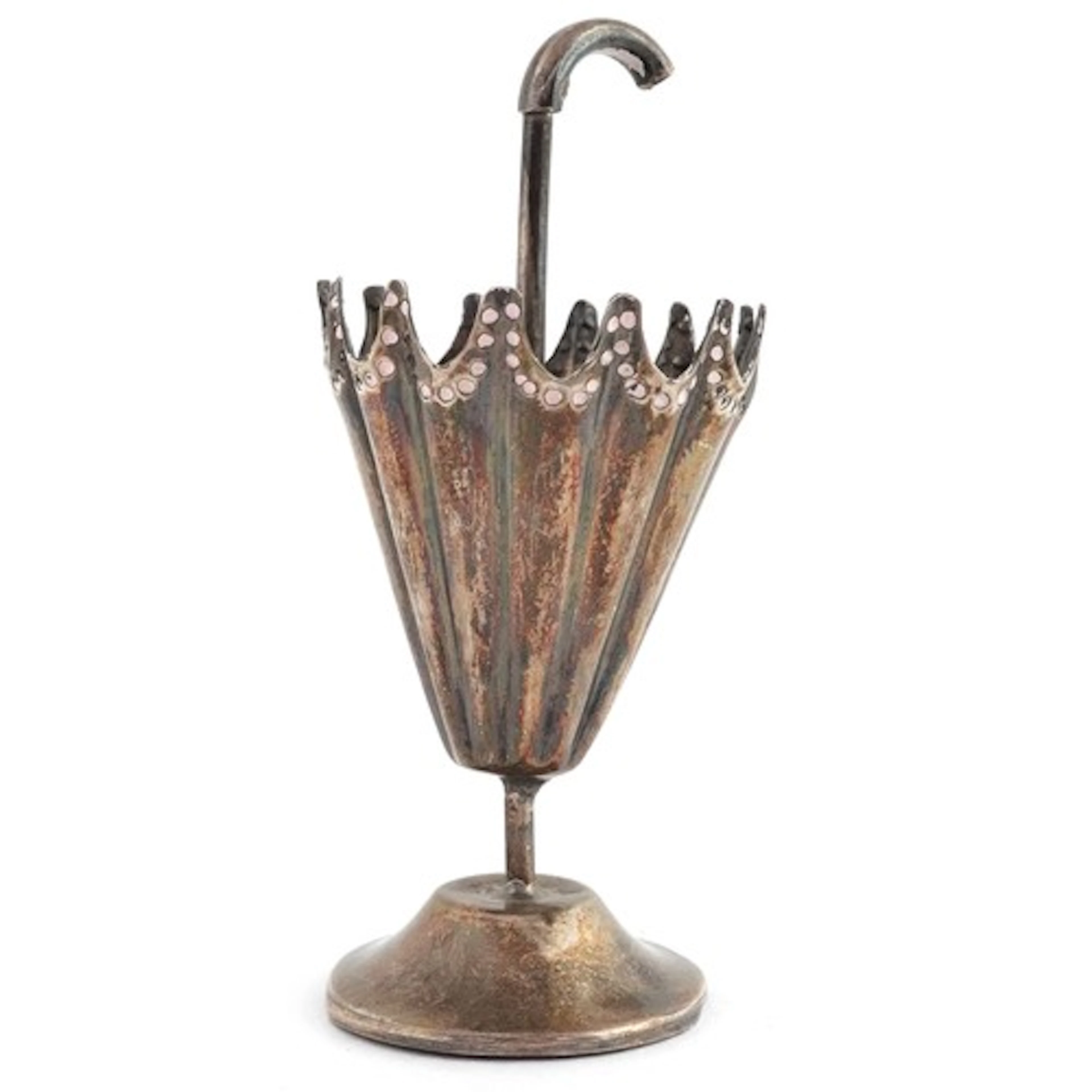 Novelty sterling silver pin stand in the form of an umbrella...