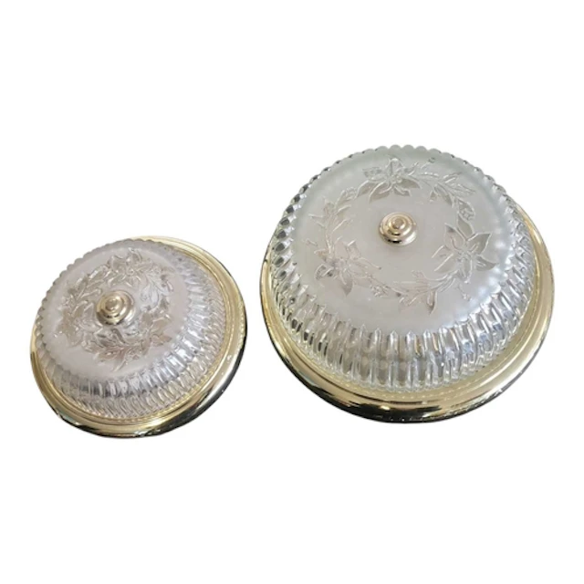 Two 20th century glass and gilt metal flush mount ceiling li...
