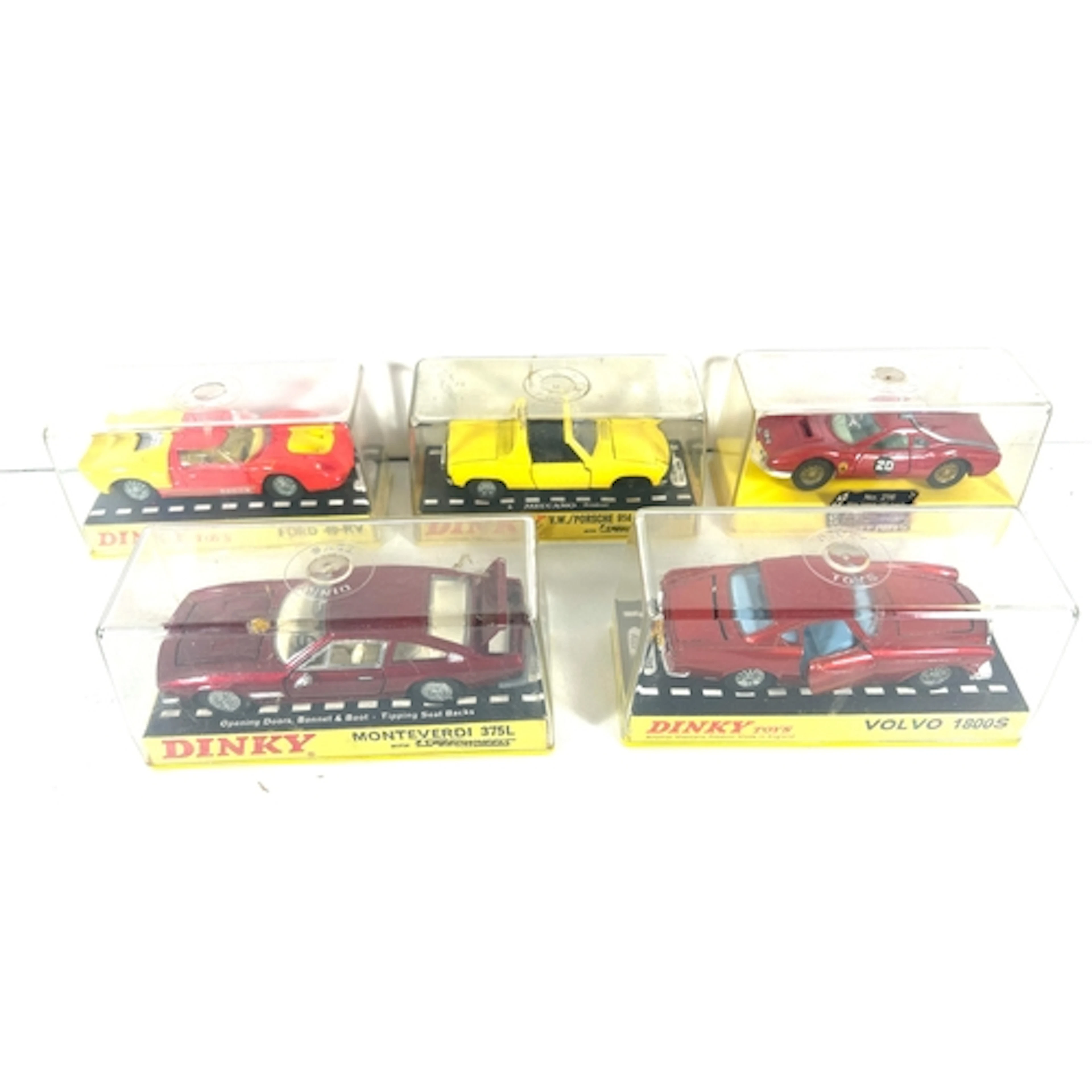 5 Dinky Toys. Ford 40-RV (132), Ferrari Dino (216), VW/Porsc...