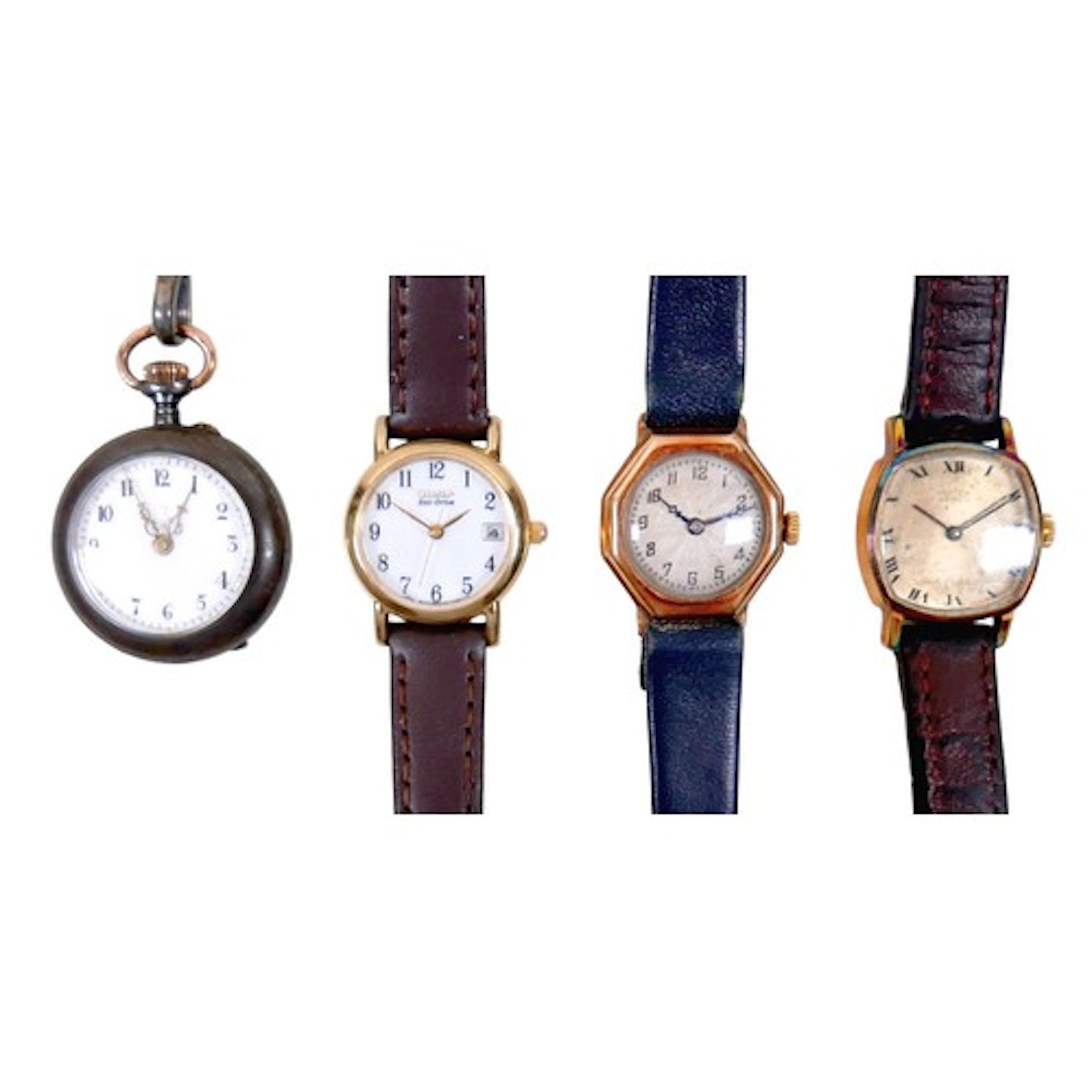 An Art Deco 9ct yellow gold lady's wristwatch, together with...