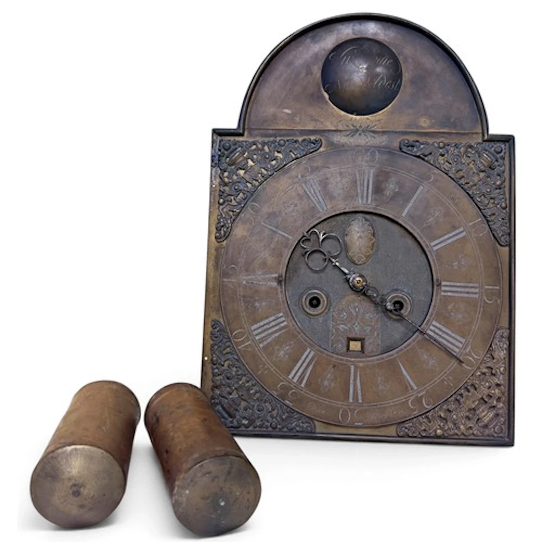 An 18th century longcase clock movement and dial, signed Tho...