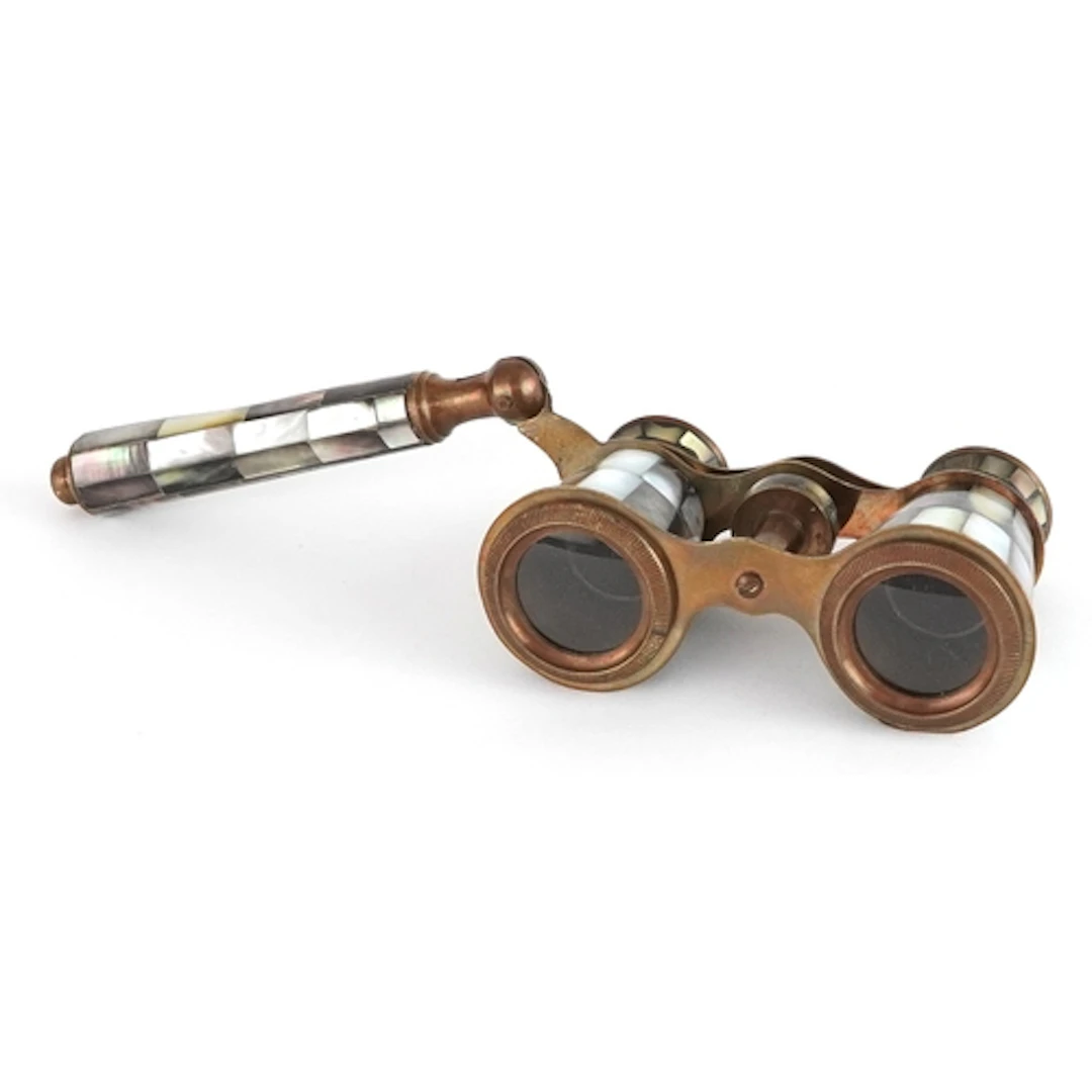 Pair of mother of pearl opera glasses, 10.5cm wide excluding...
