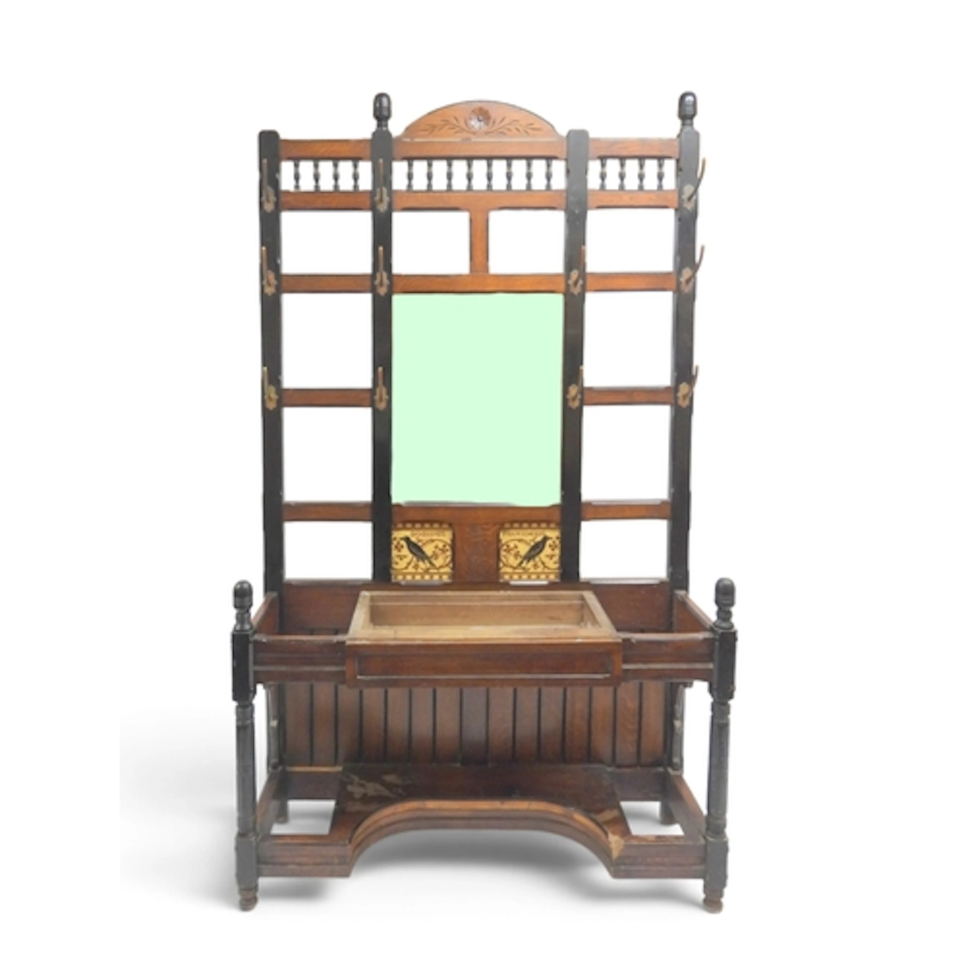 A LATE 19TH CENTURY OAK AND EBONISED ARTS & CRAFTS MIRRO...