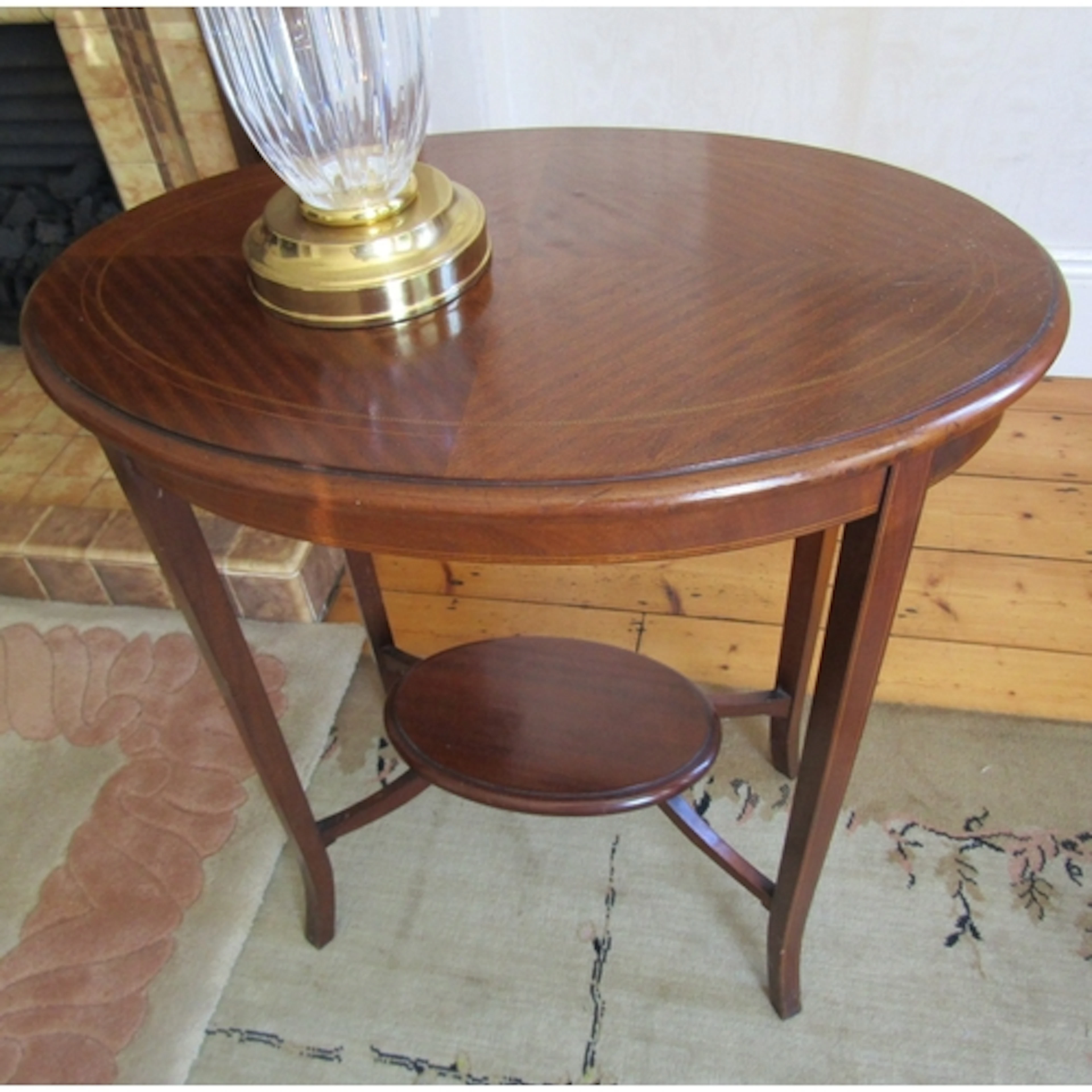 Edwardian Mahogany Oval Form Occasional Table Shaped Support...