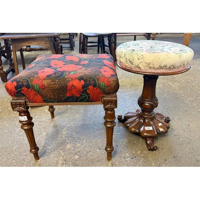 Victorian rosewood adjustable swivel piano stool on ornate b...