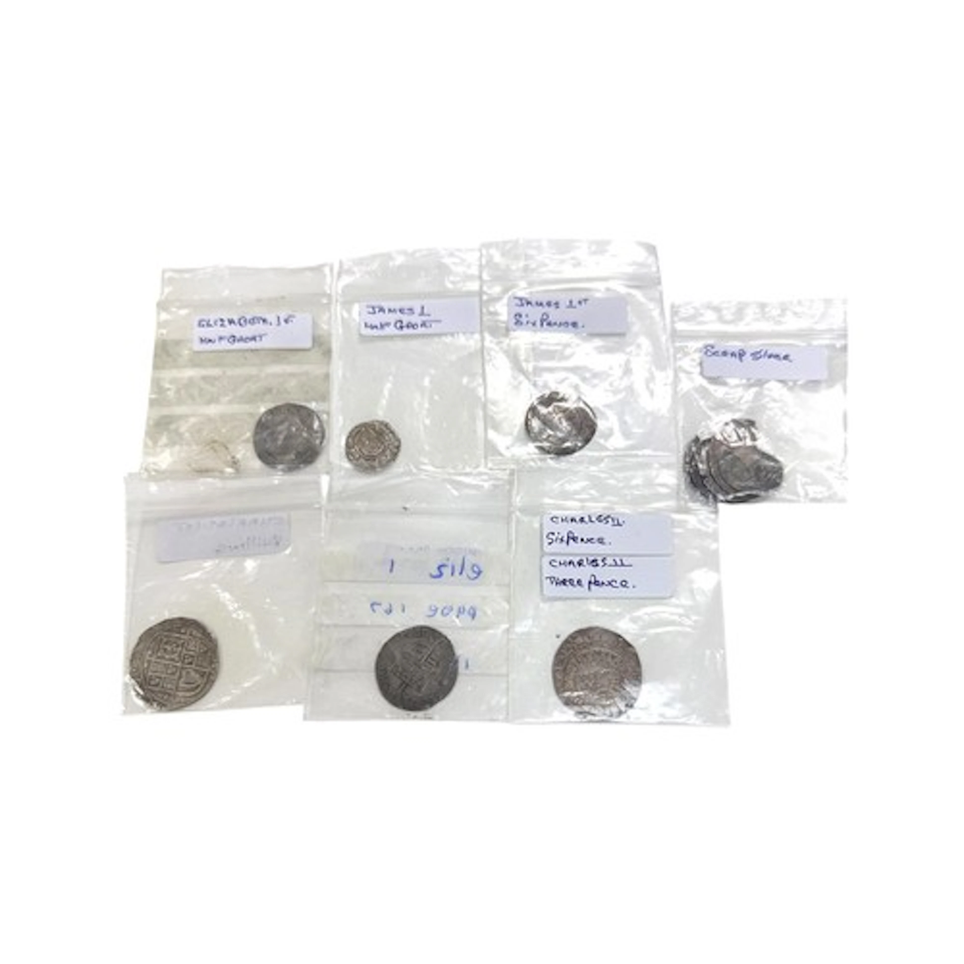 Tudor and Stuart Hammered Coin Range including James I sixpe...