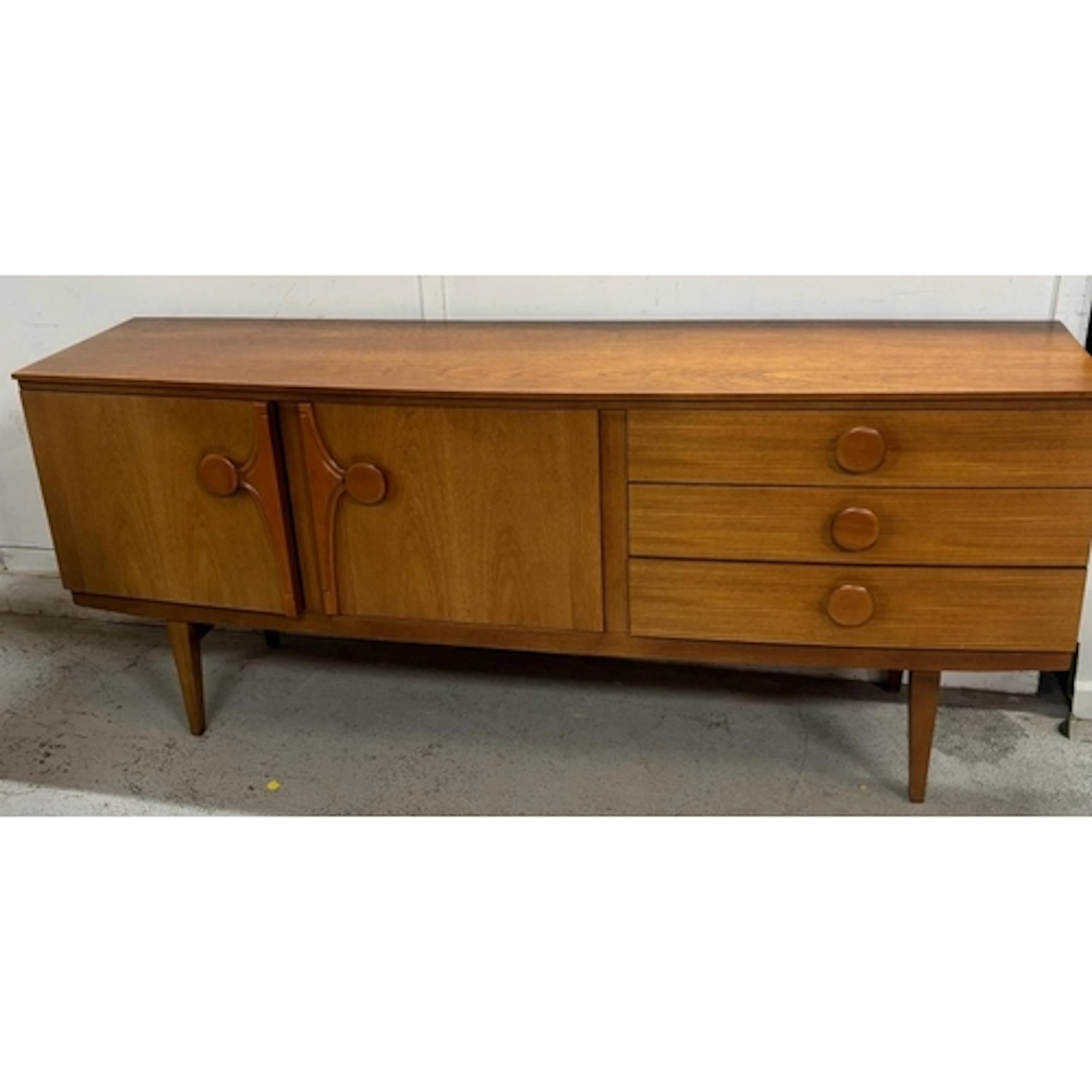 Mid-century teak sideboard comprising three drawers and two ...