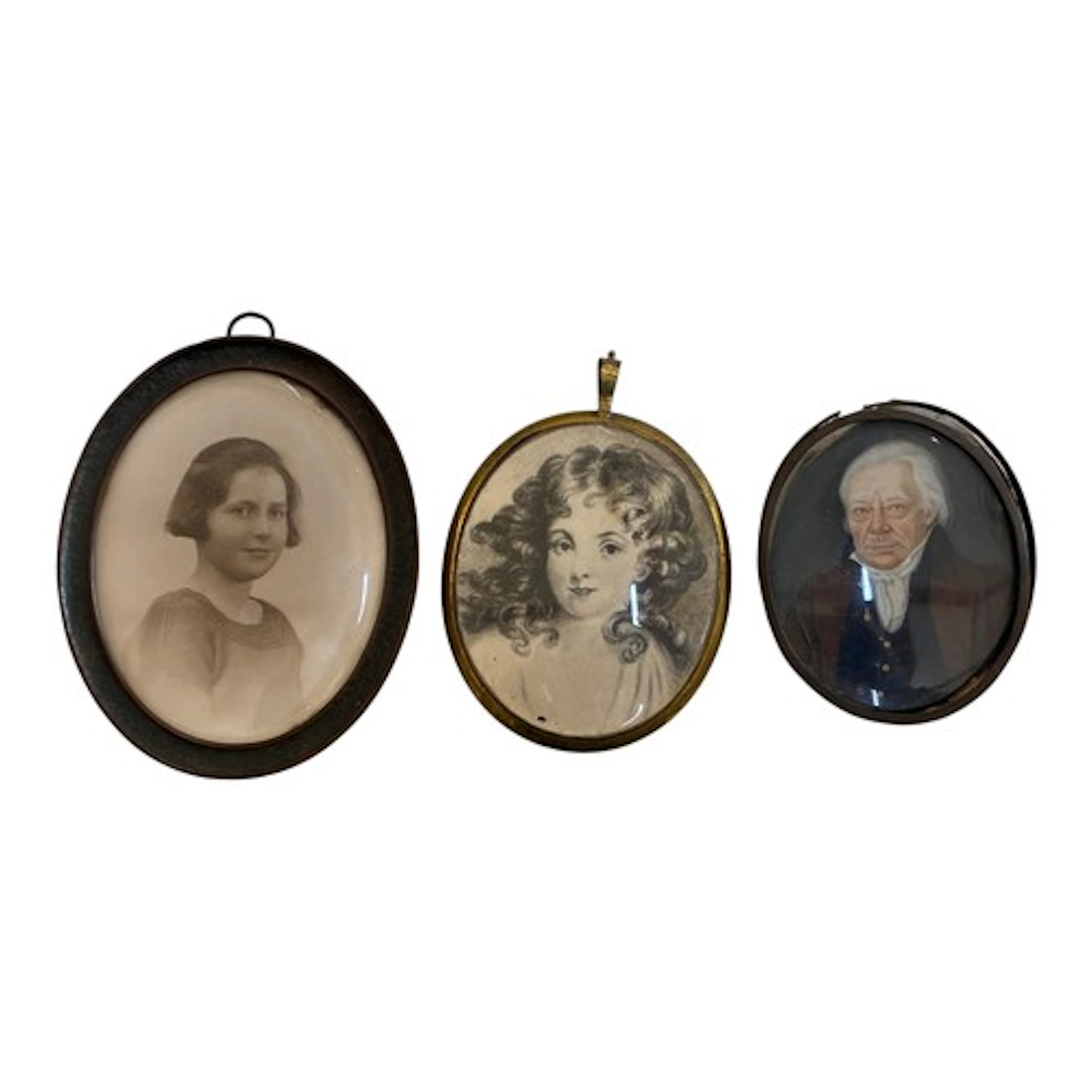 Three miniature portraits: British School, 19th Century - Po...