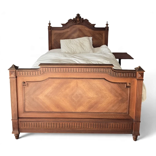 A 19th Century French Bed side rails and footboard. W 144 x ...