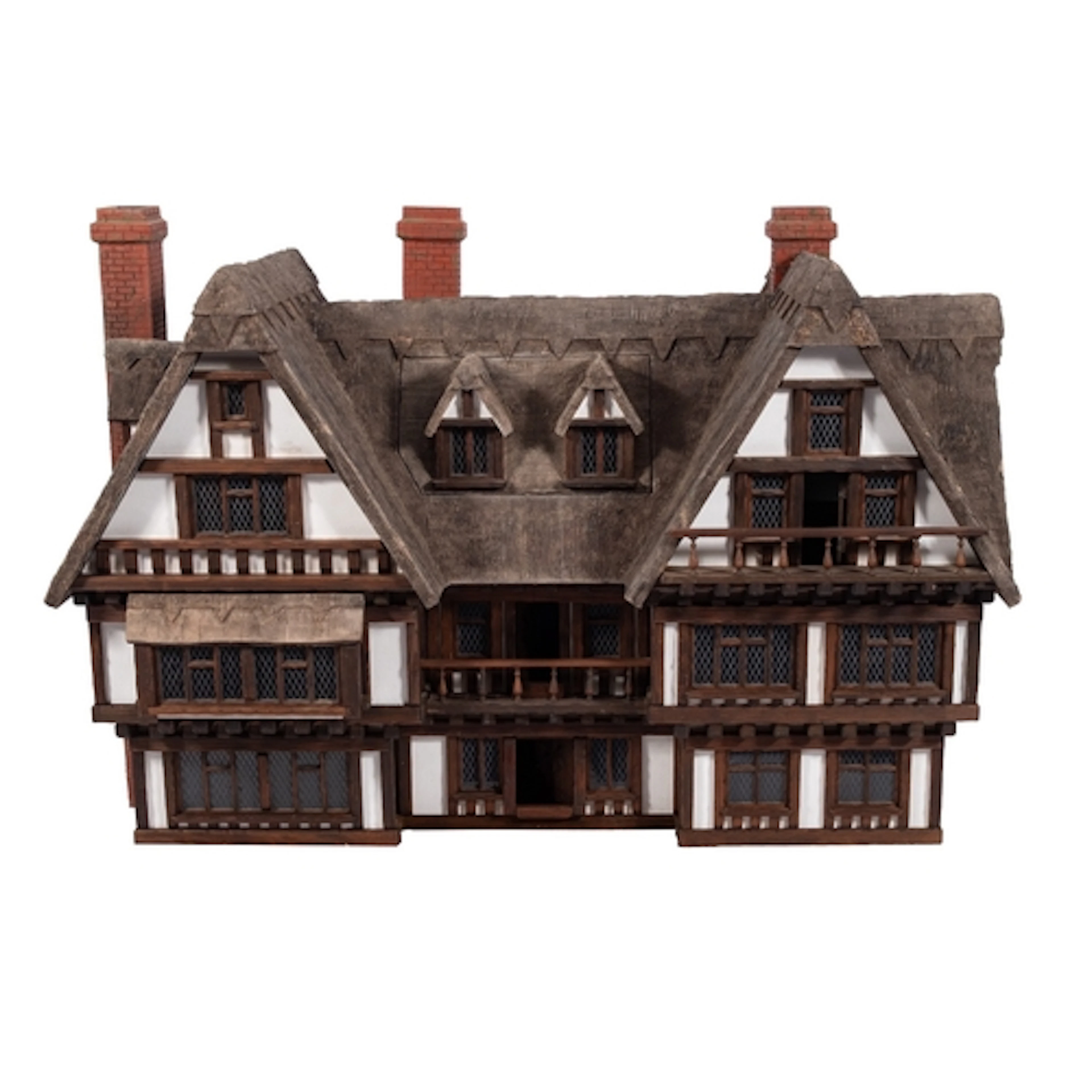 A large stained wood and composition dolls' house, by Robert...