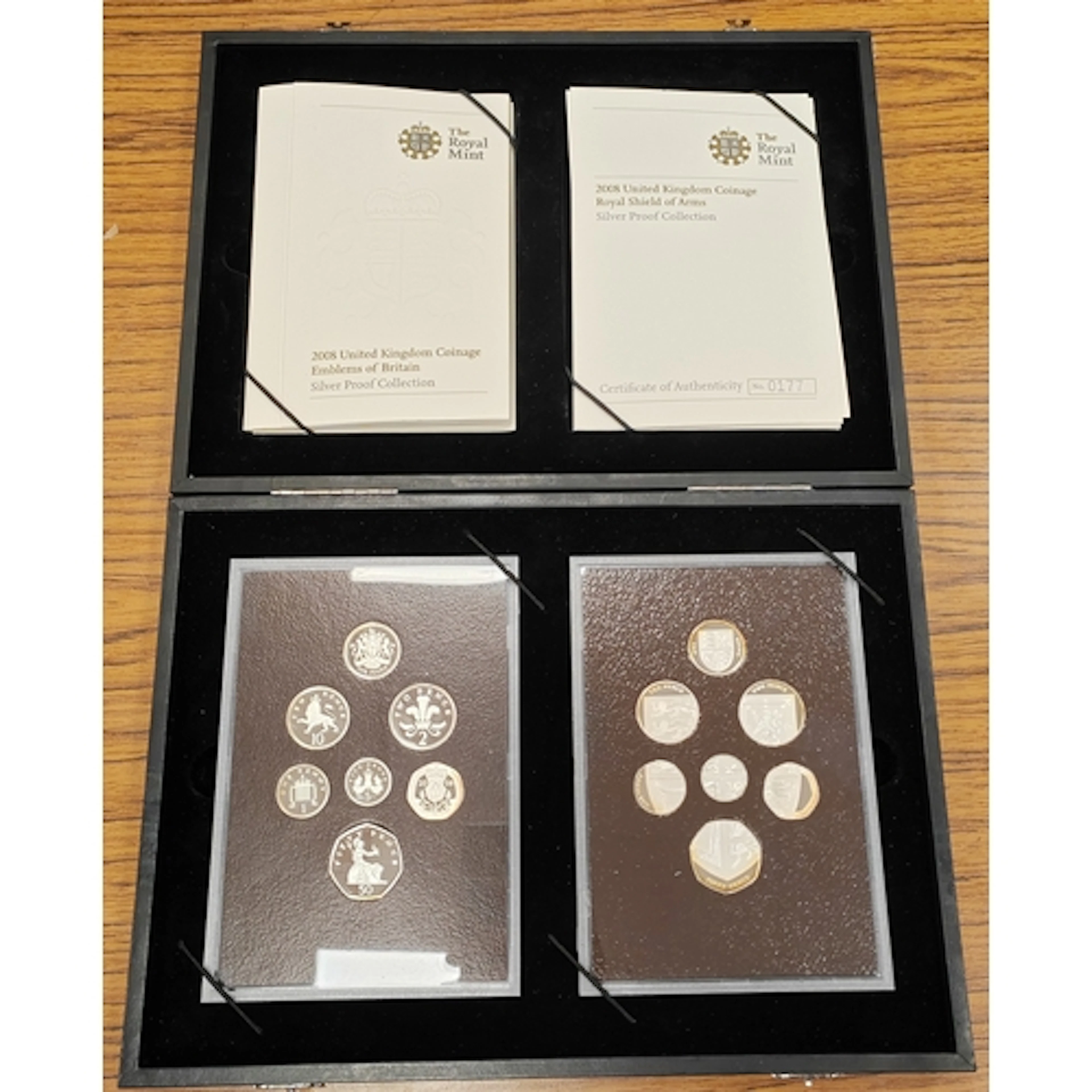 Range of silver proof cased sets FDC includes 2008 Emblems o...