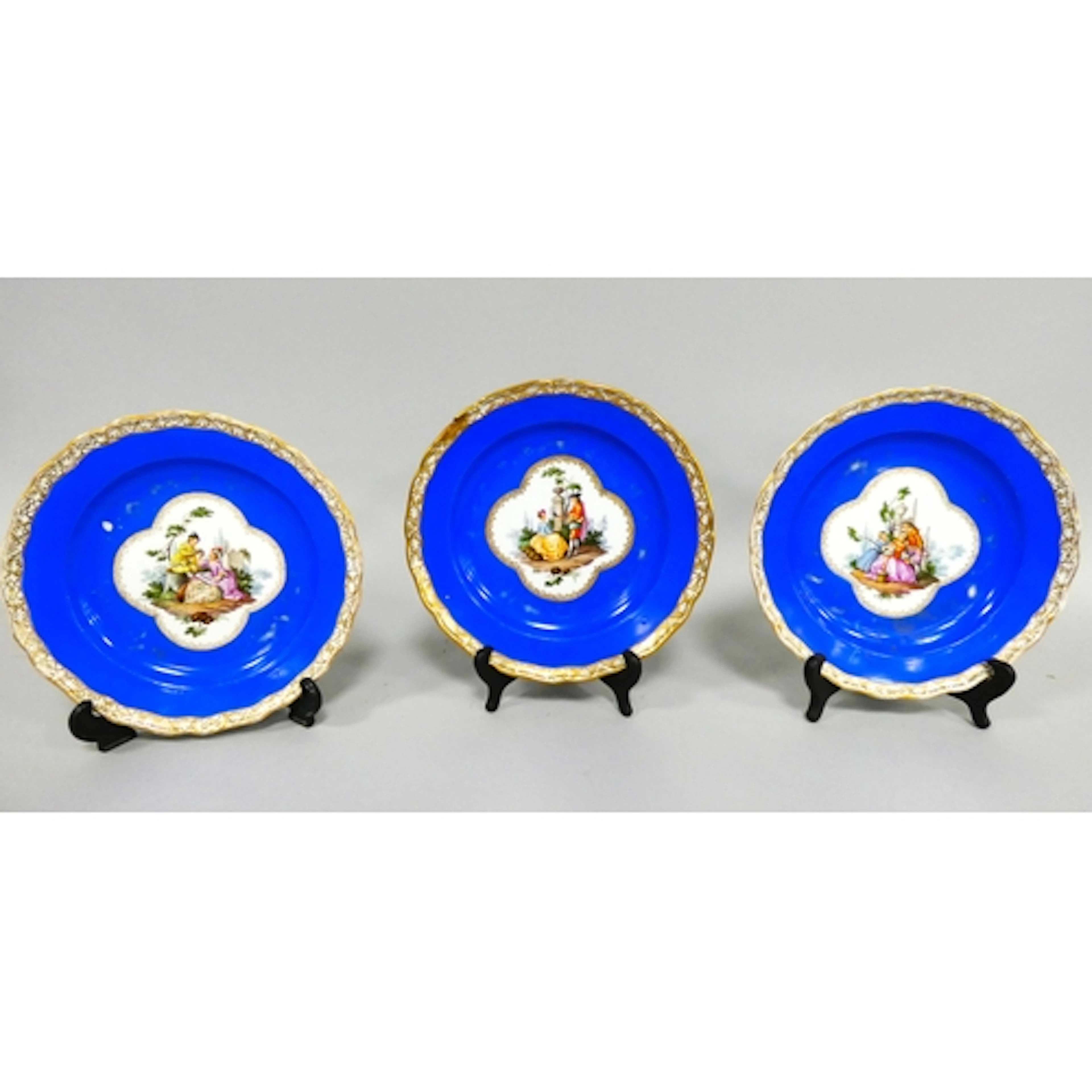 Three matching Continental Meissen style plates c. Early 20t...
