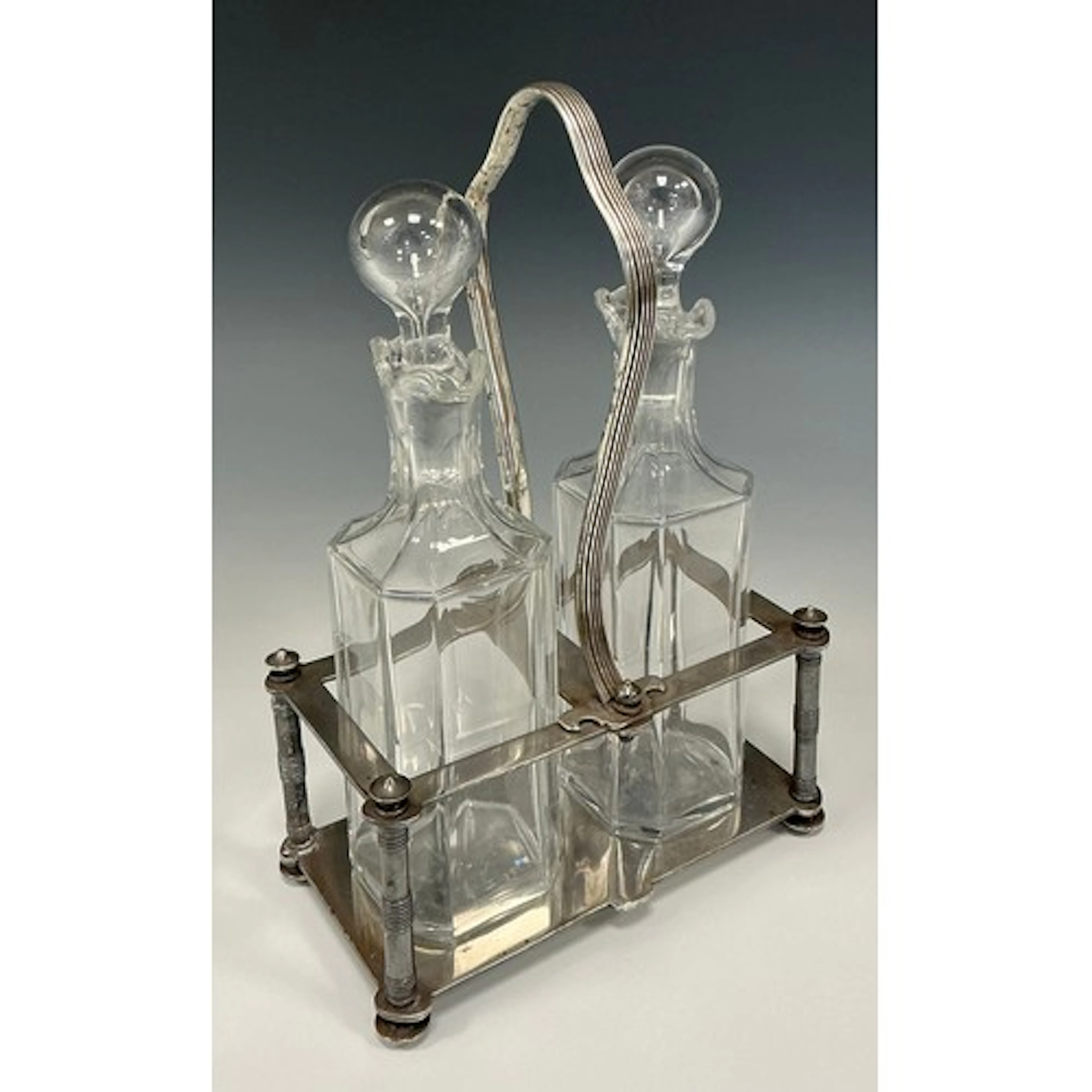 Christofle - a French silver plated two-bottle oil and vineg...