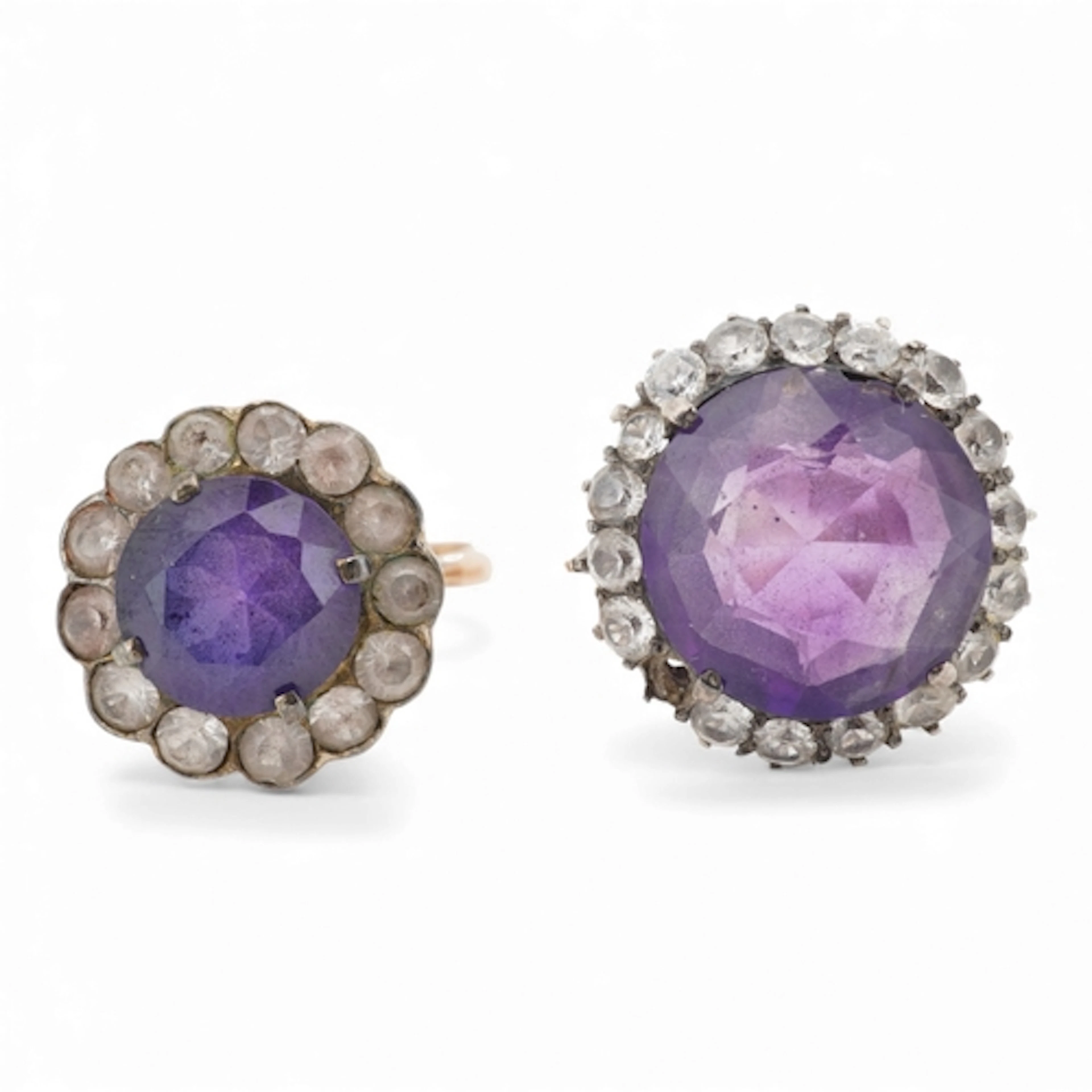 An amethyst and simulant diamond cluster ring, early 20th ce...