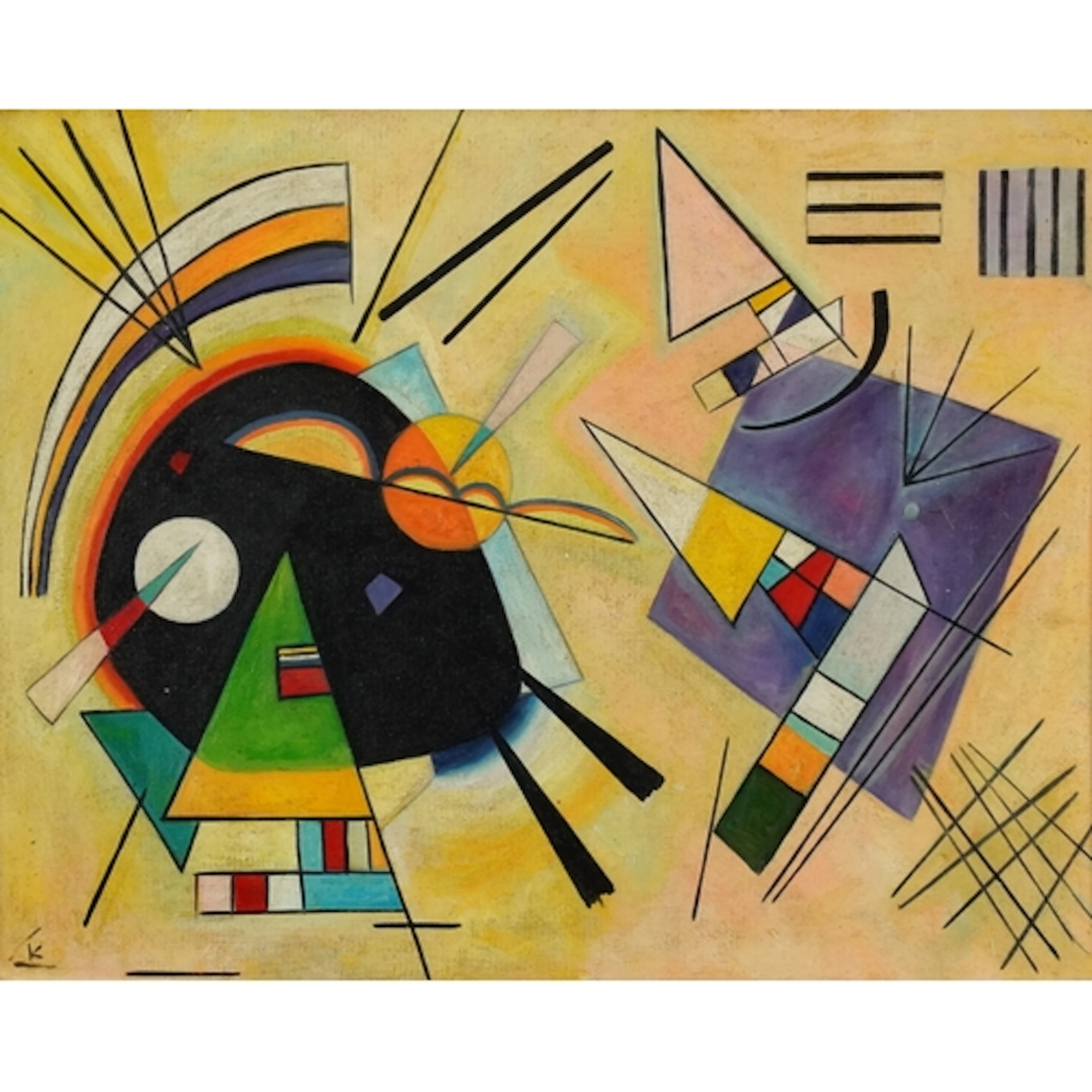 Abstract composition, geometric shapes, oil on board, mounte...