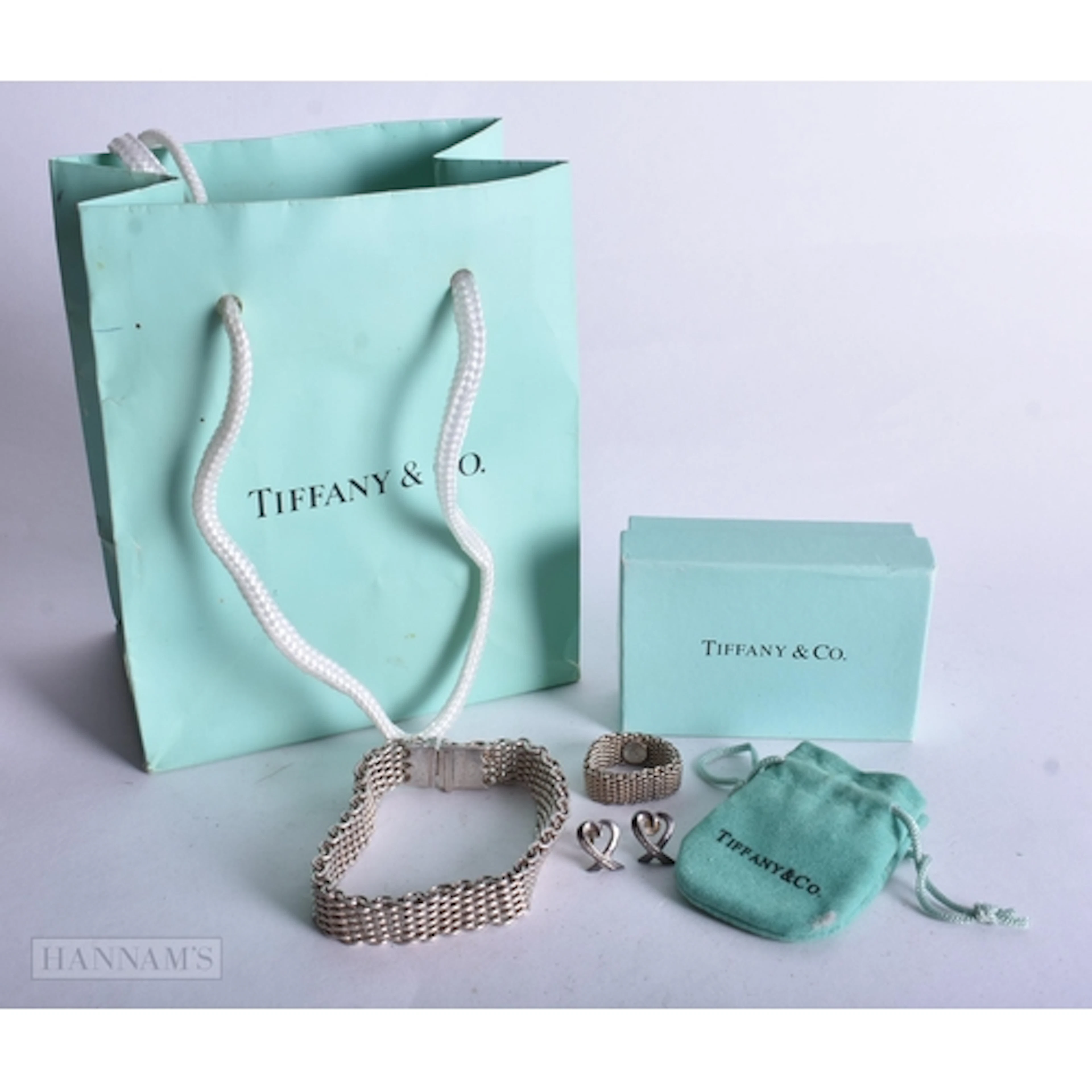 TIFFANY & CO SILVER JEWELLERY. 49.4 grams. Largest 20 cm lon...