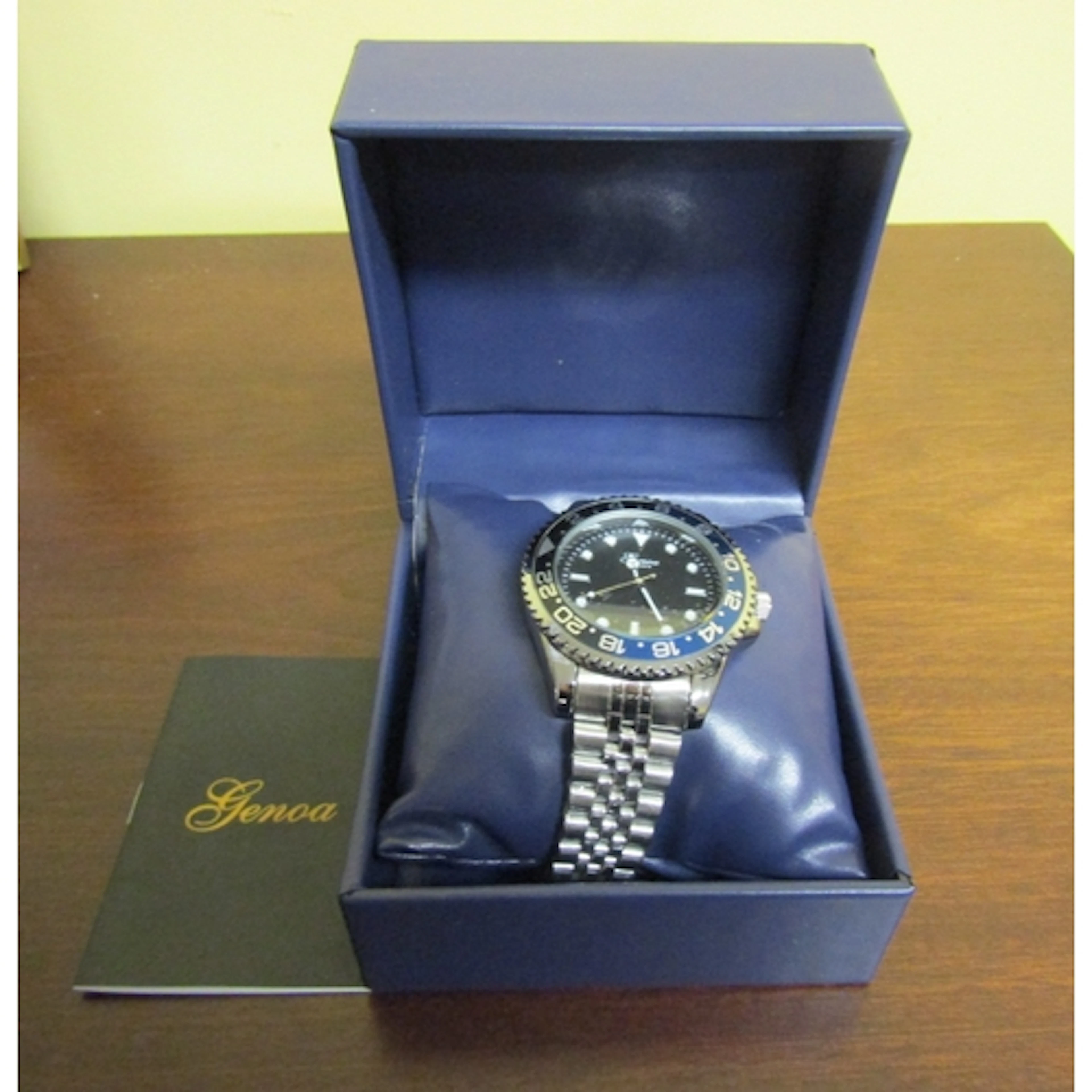 Genoa Gentleman's Wrist Watch with Blue and Black Dial Inter...
