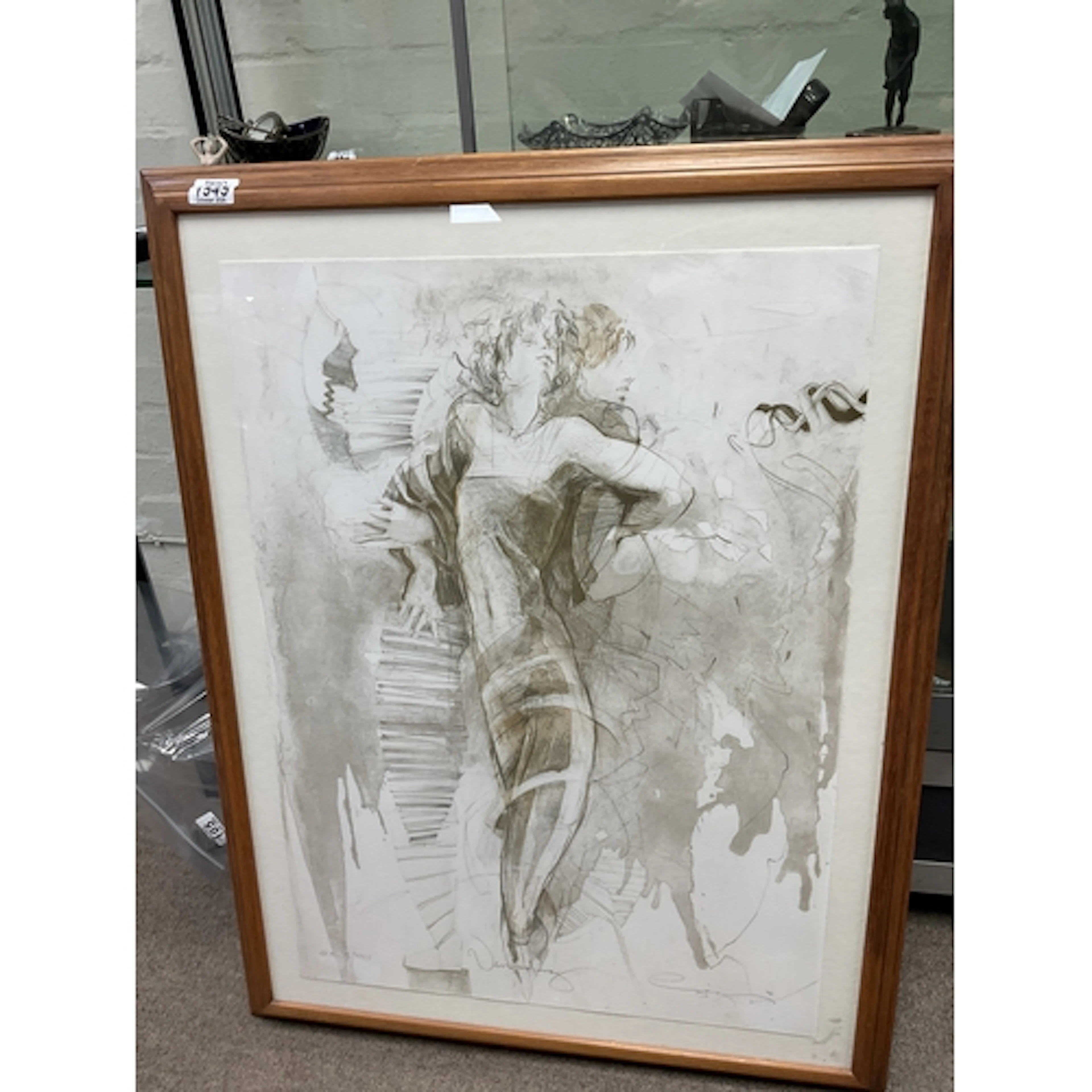 Framed Folio size blind stamped artist proof lithograph of 7...