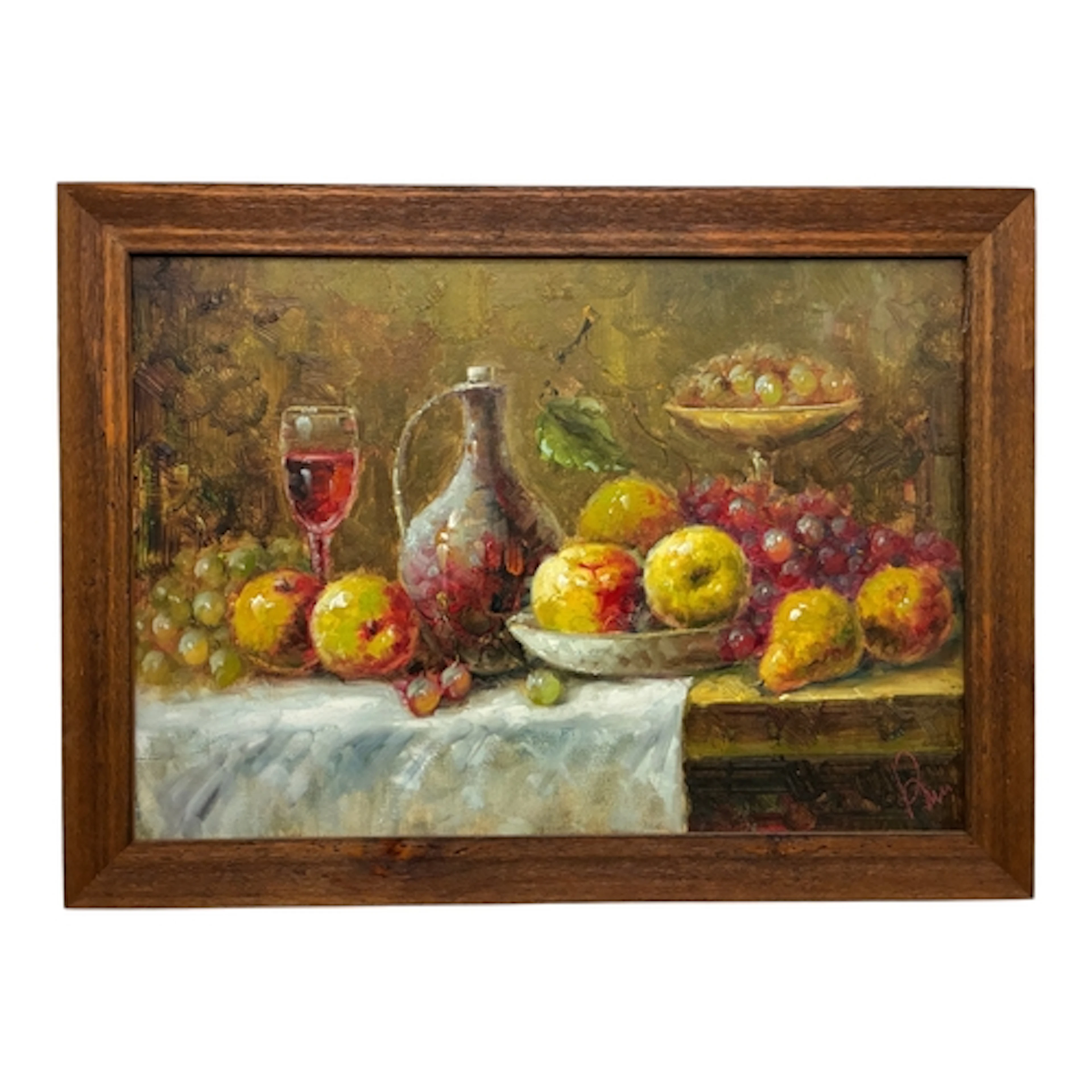 20th Century School - Tabletop still life with fruit and win...