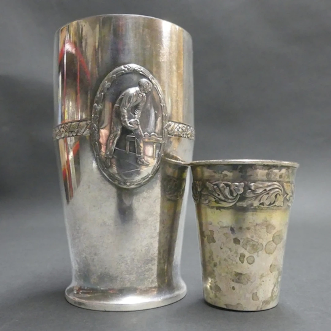 WMF - An Art Nouveau silver plated goblet, with relief monog...