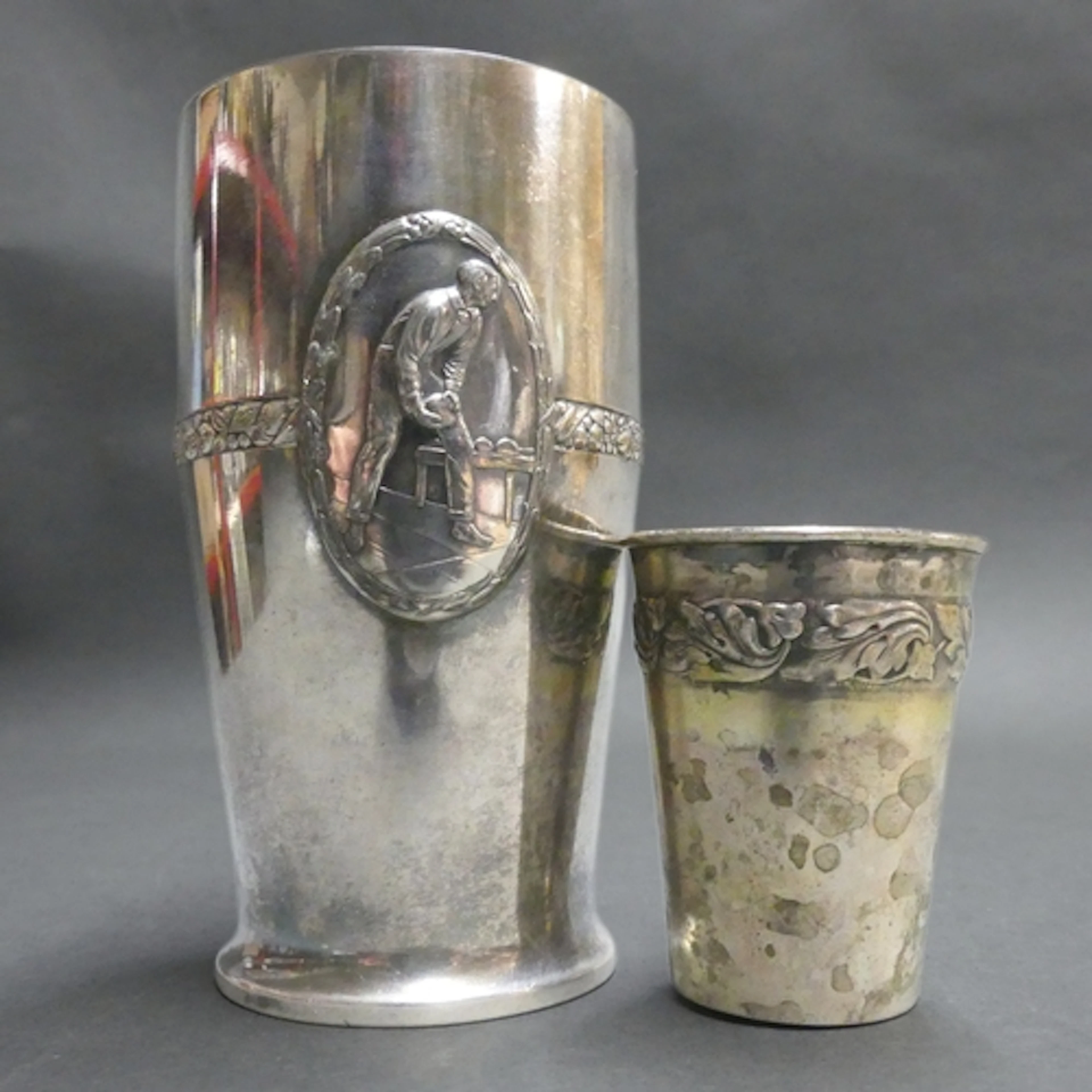 WMF - An Art Nouveau silver plated goblet, with relief monog...